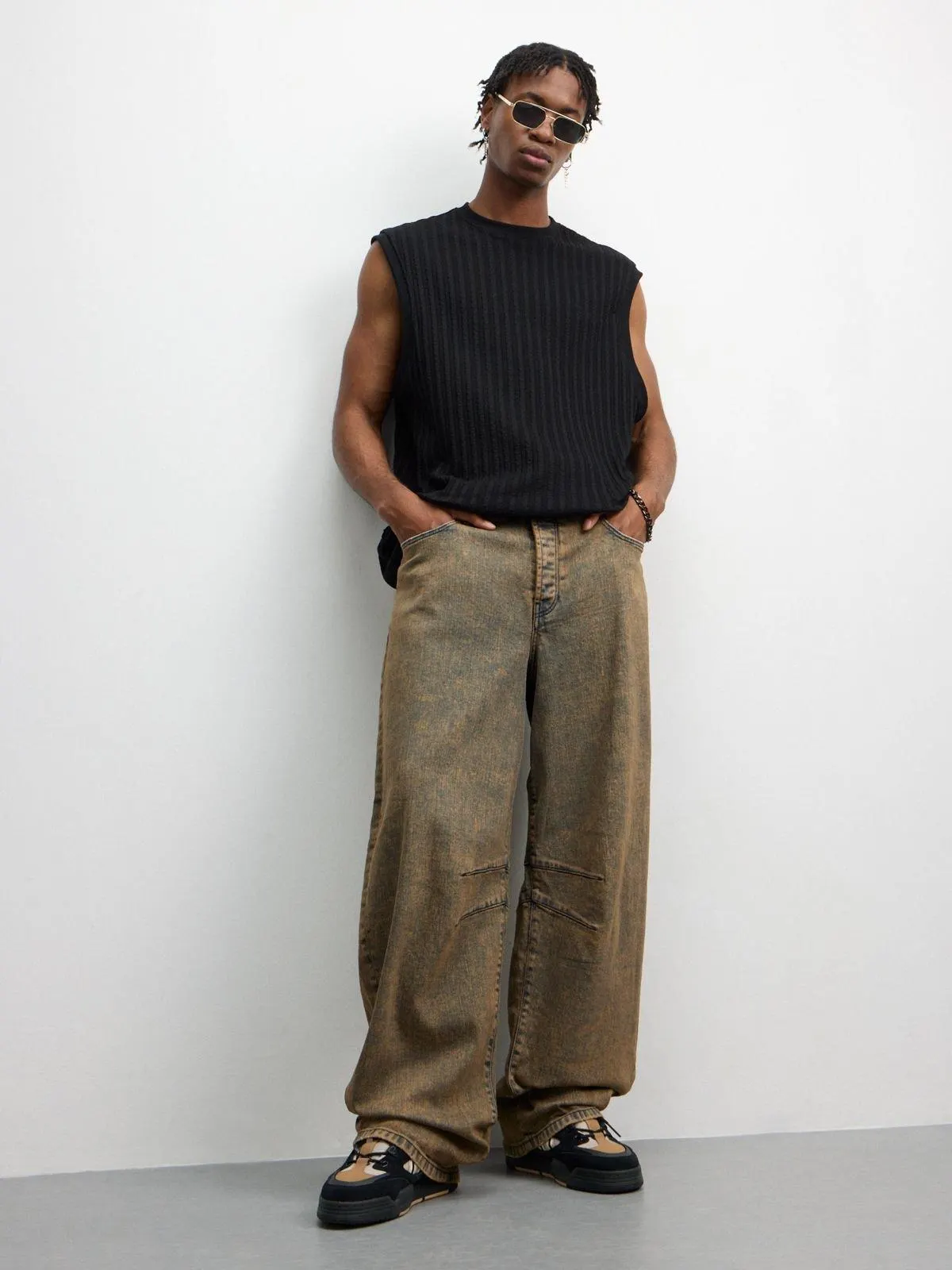 Redbat Men's Vintage Wash Barrel Jeans