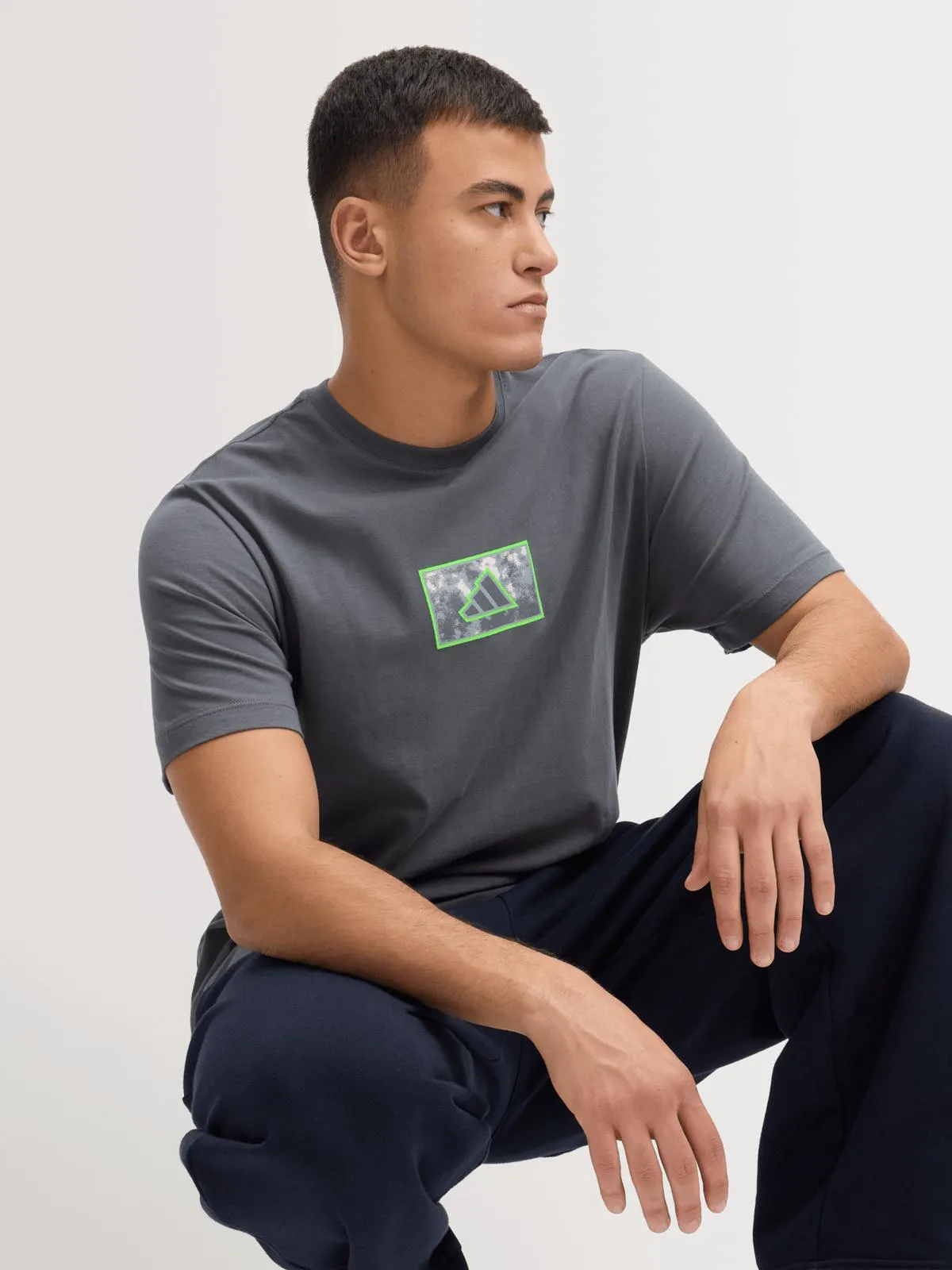 adidas Mens Camo Box Grey Tee