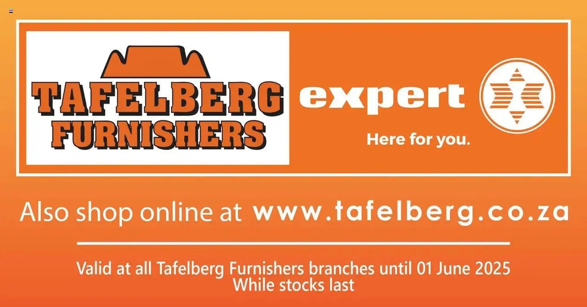 Tafelberg Furnishers catalogue from 23 May to 1 June 2025 - Catalogue Page 1
