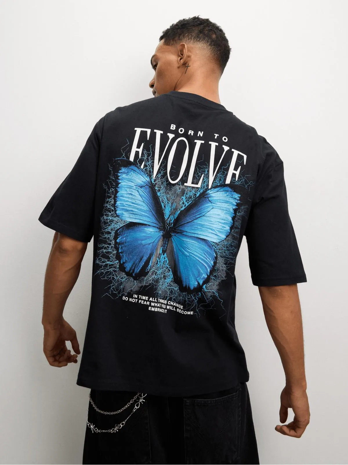 The FIX Men's Black Butterfly Graphic Top