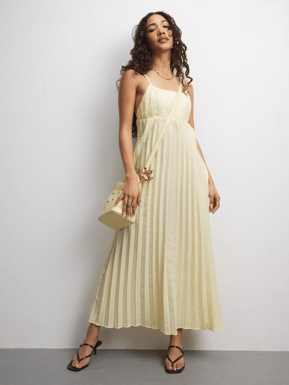 The FIX Women's Lemon Pleated Maxi Dress