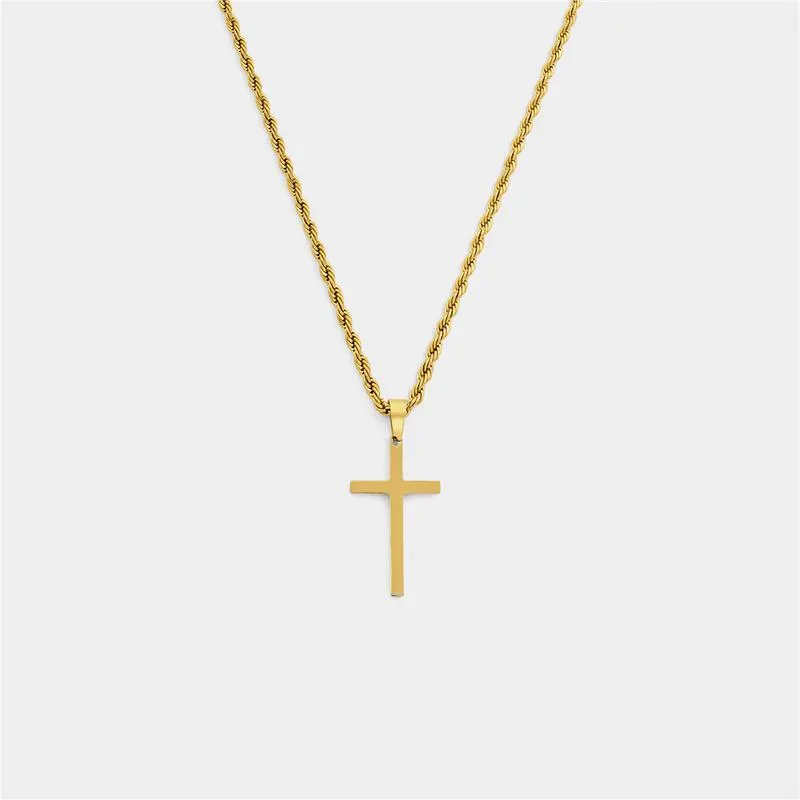 Stainless Steel Rope Chain Cross Pendant
