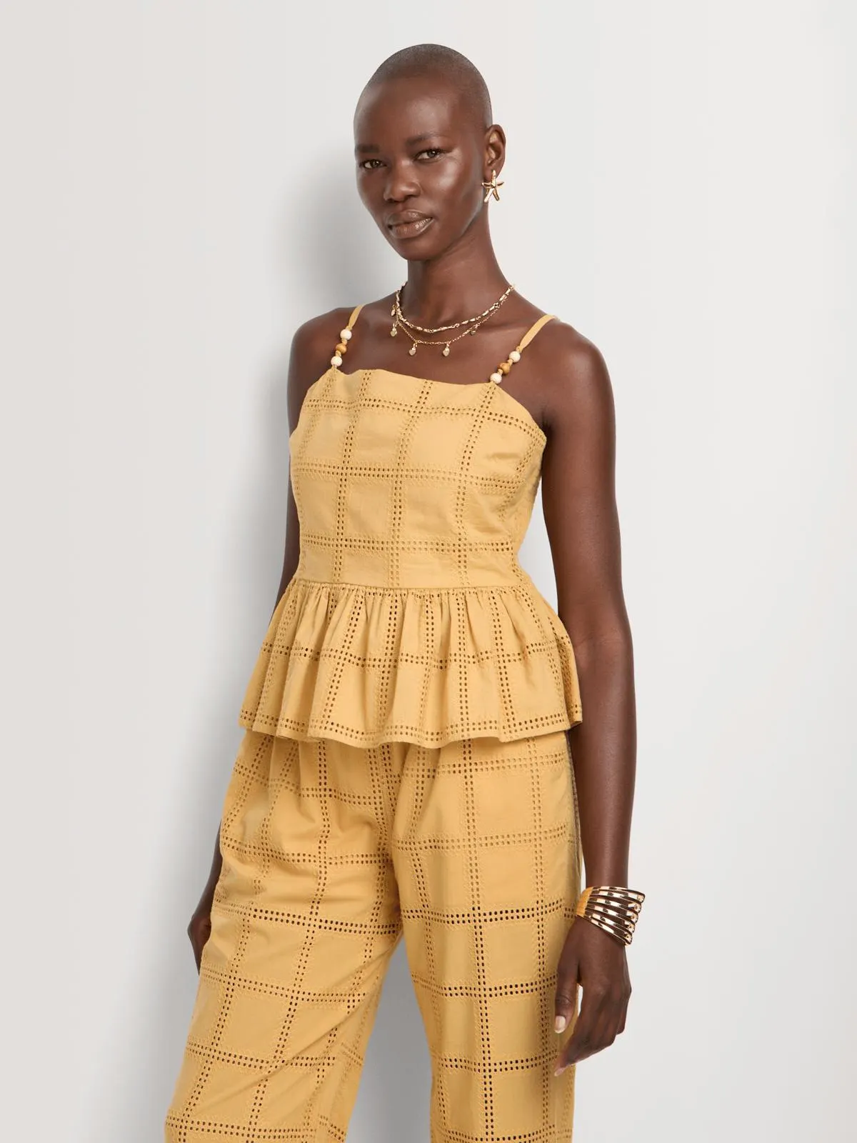 Anglaise Peplum Cami Top