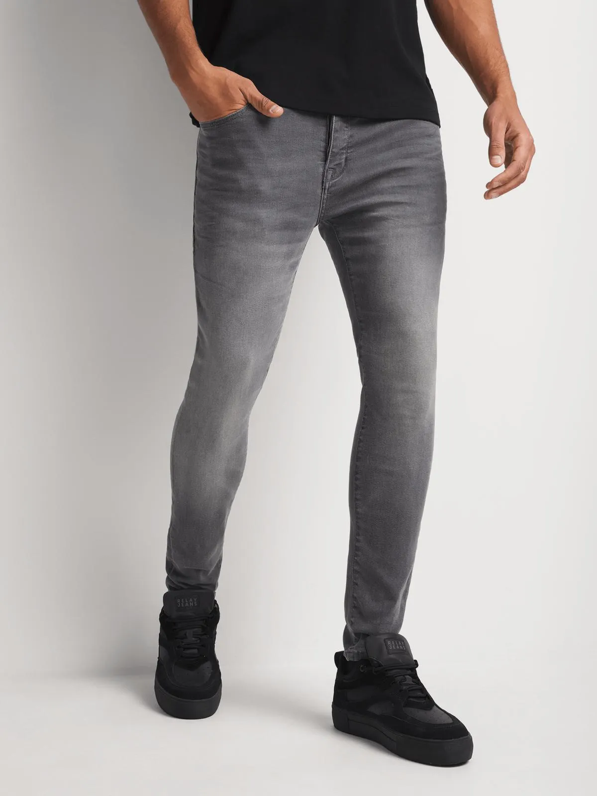 Men's Relay Jeans Sustainable Super Skinny Dark Grey Denim
