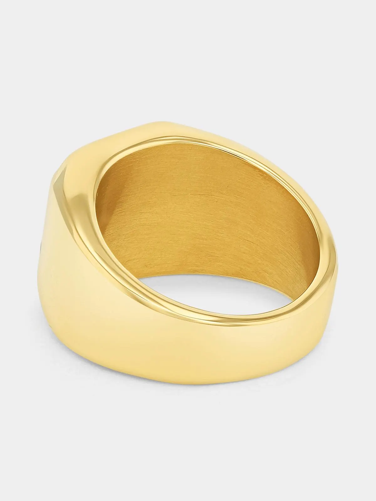 Gold Plated Stainless Steel Cubic Zirconia Double Baguette Ring