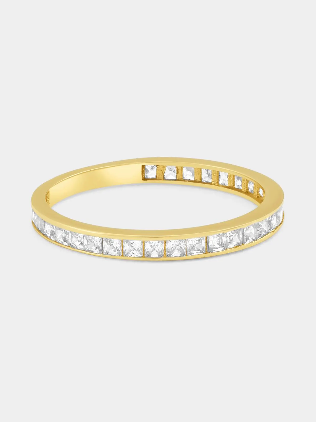 Yellow Gold Cubic Zirconia Square Eternity Ring
