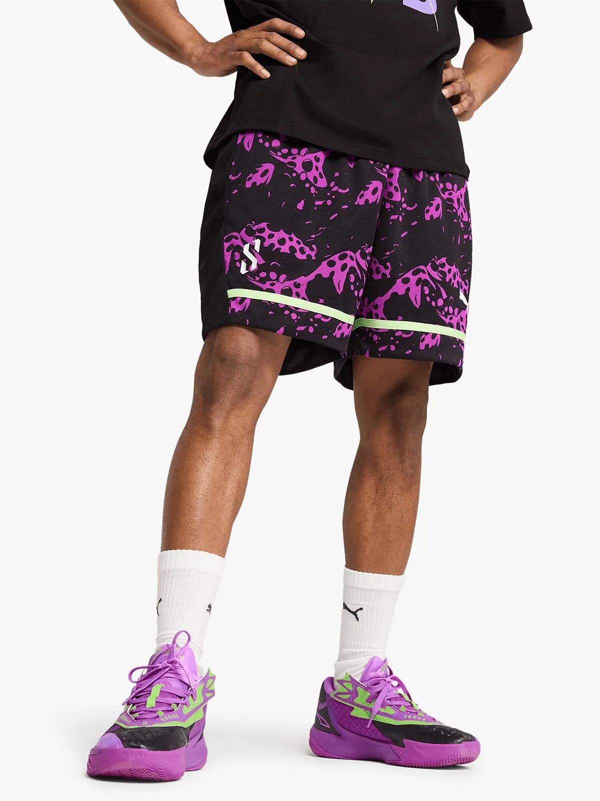 Puma Men's Scoot Purple Lab Multicolour Basketball Shorts