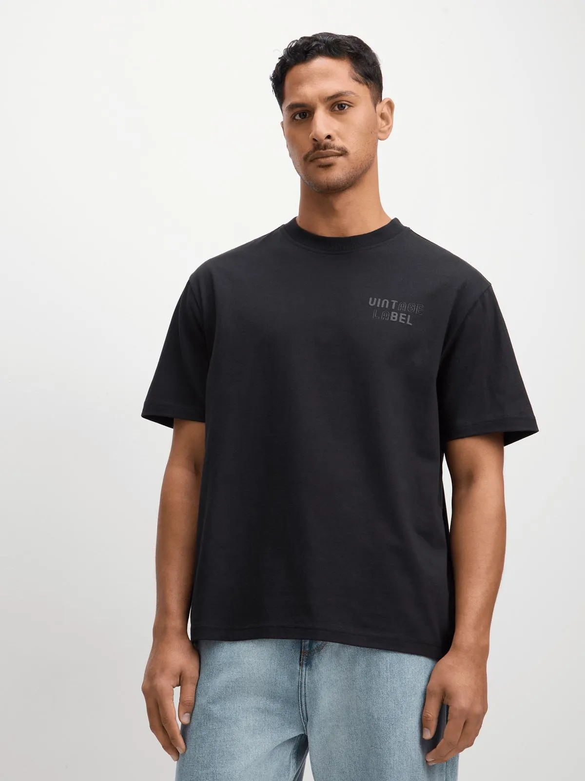 Exact Men's Black Slogan T-Shirt