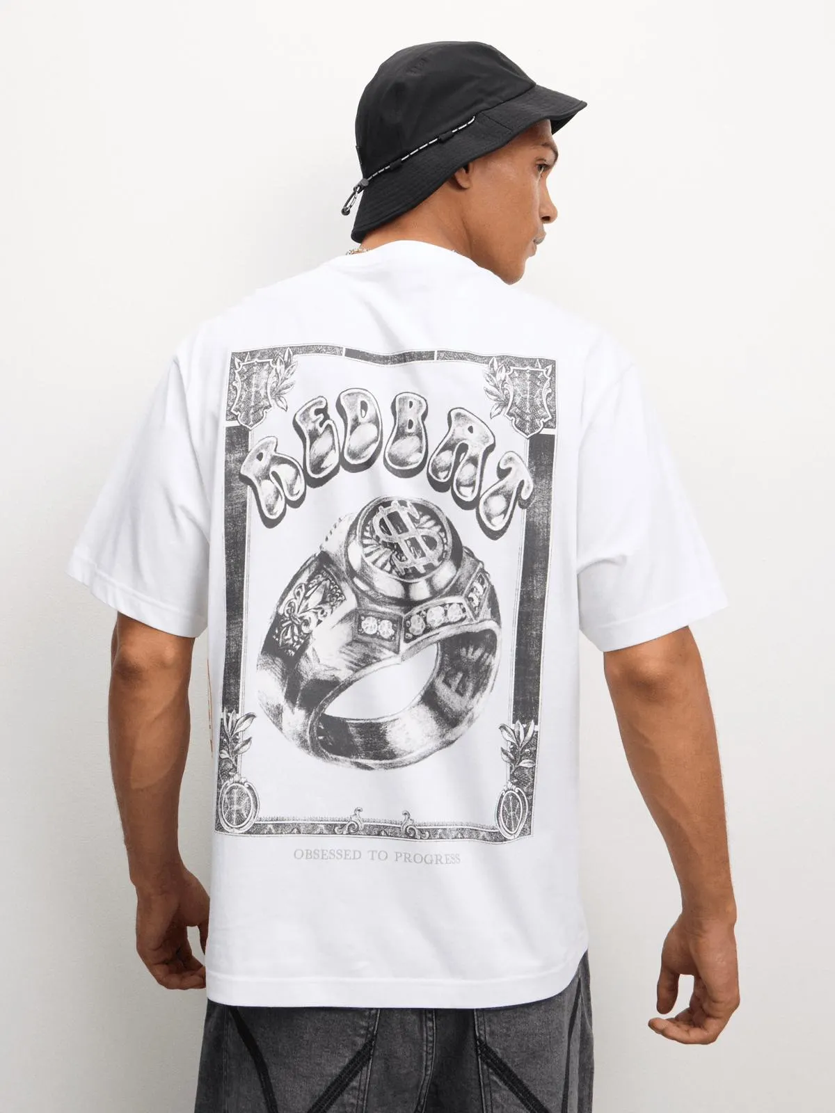 Redbat Men's Ring Sketch Graphic White T-Shirt