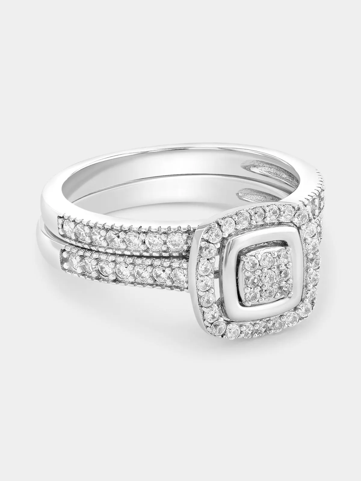 Sterling Silver Cubic Zirconia Moroccan Twinset Ring