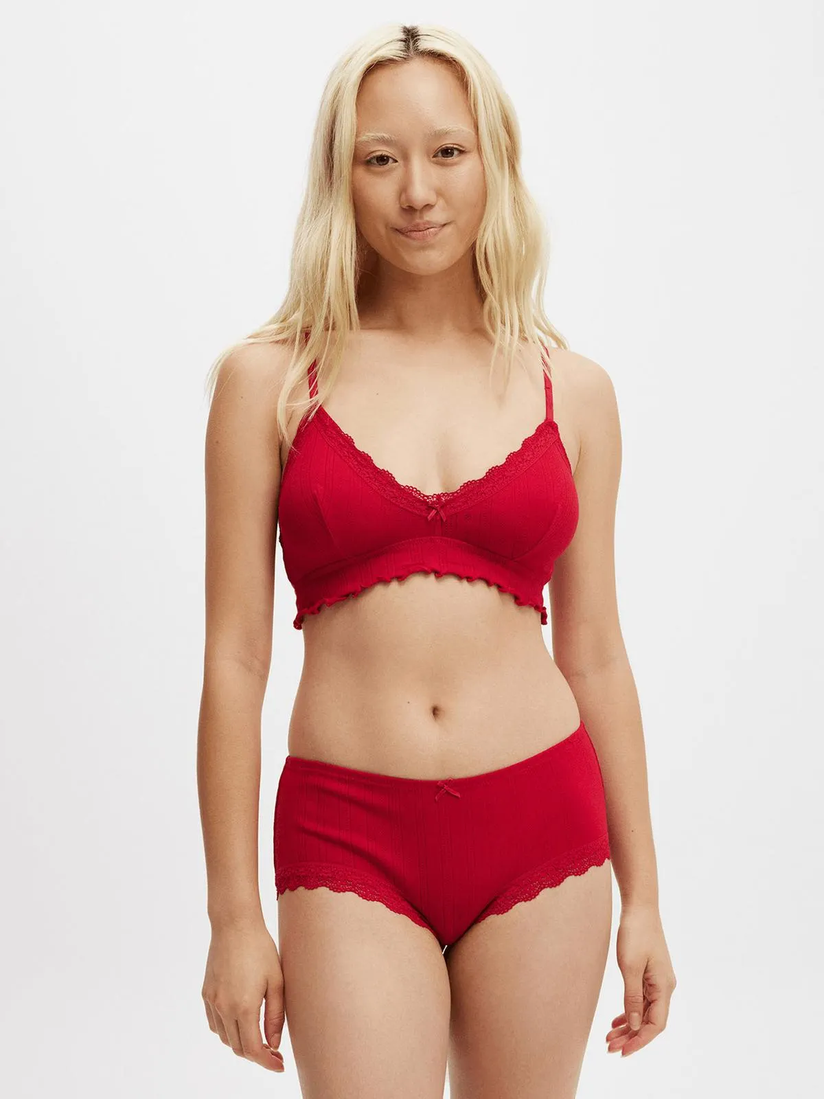 Women's Cotton On Red Organic Cotton Ruffle Padded Bra