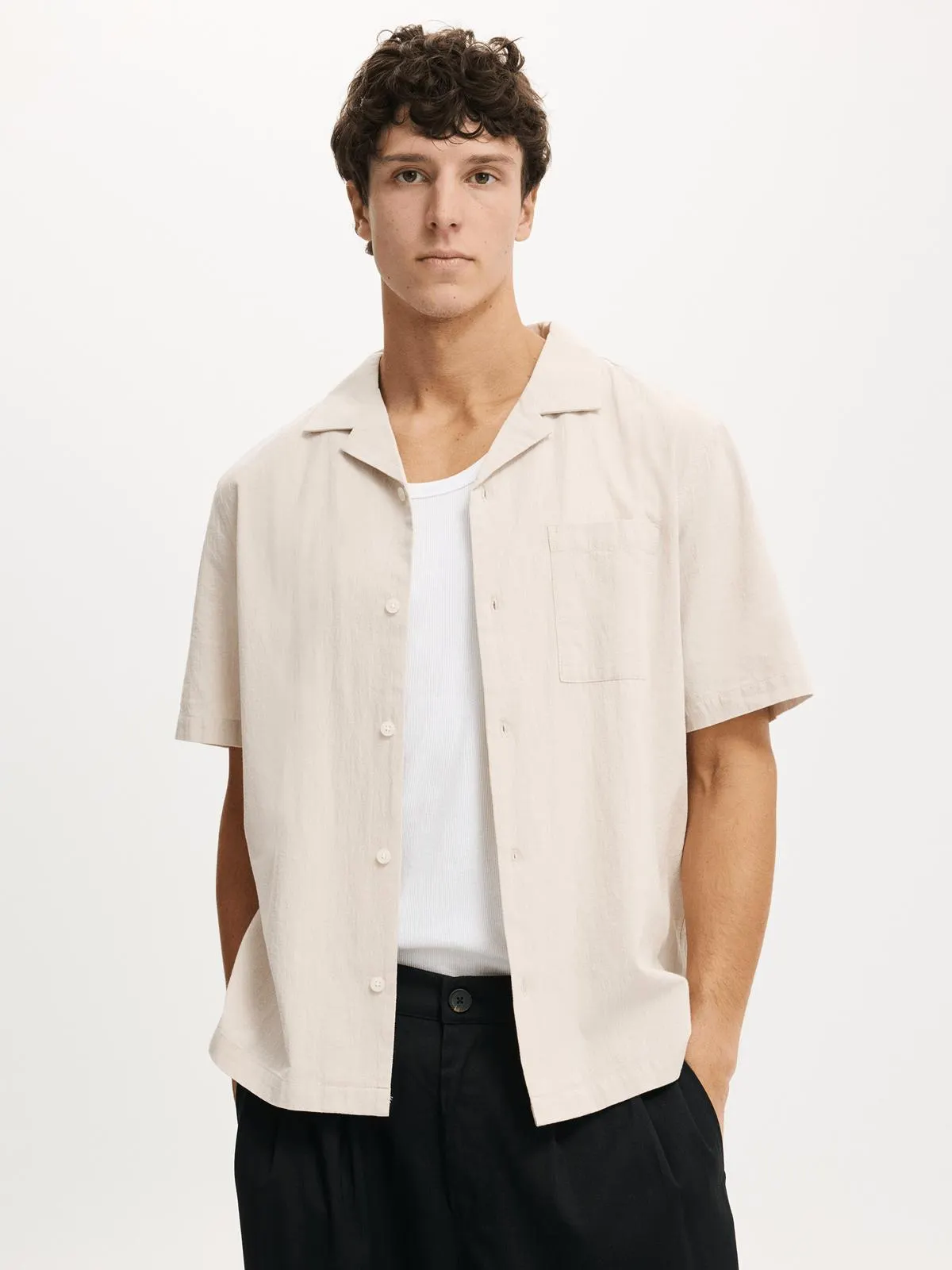 Men's Cotton On Brown Riviera Short Sleeve Shirt