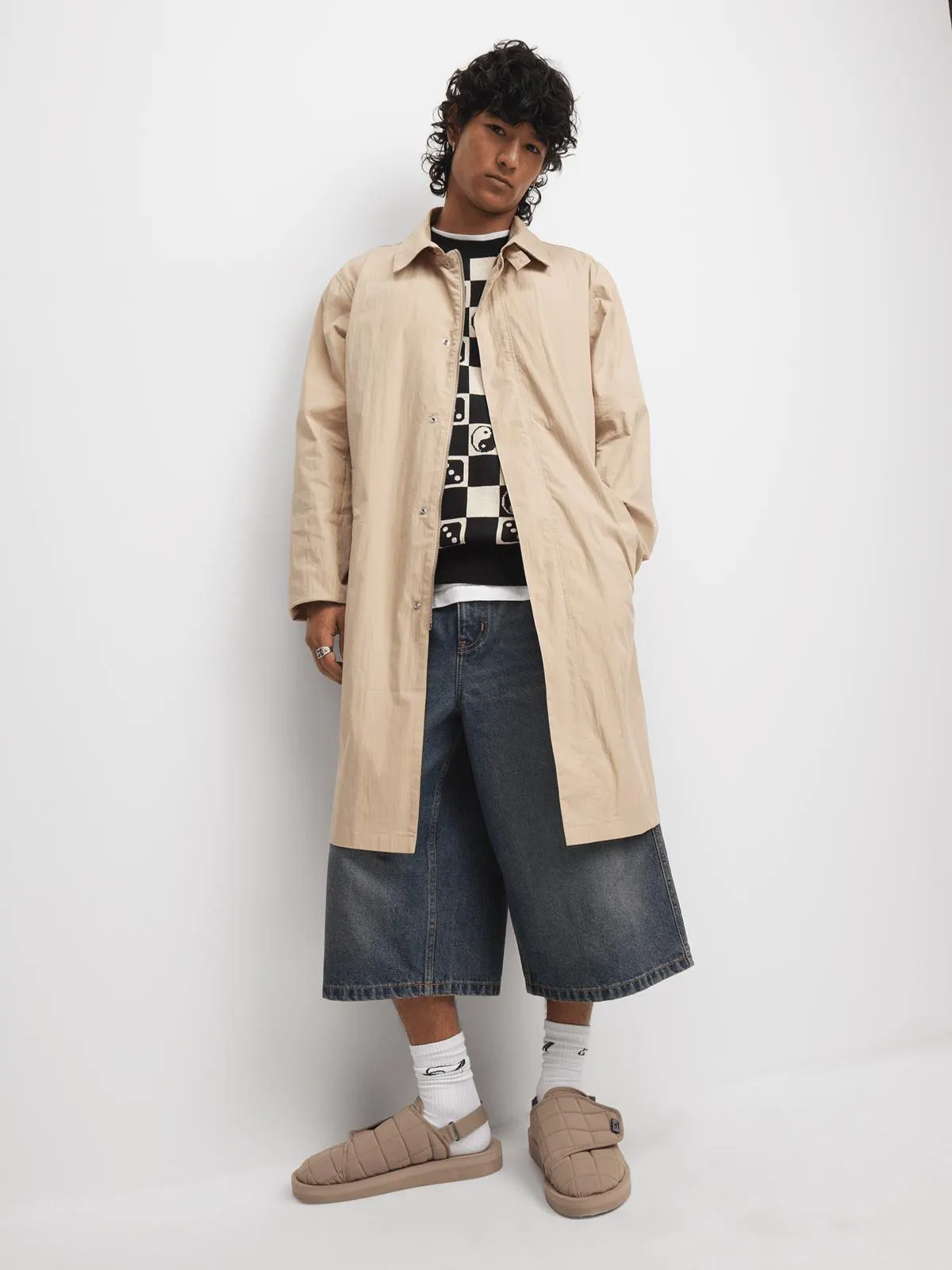 Men's Stone Trench Coat