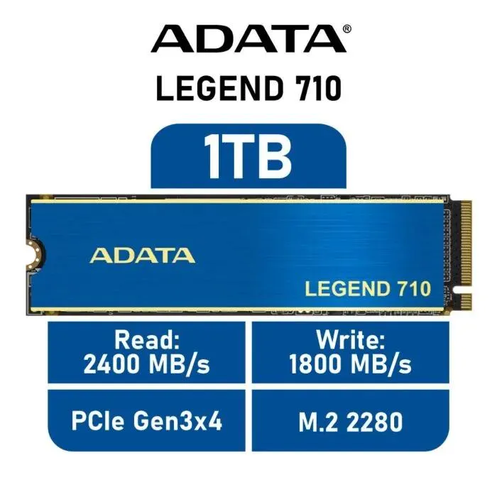 ADATA LEGEND 710 1TB PCIe Gen3x4 ALEG-710-1TCS M.2 2280 Solid State Drive