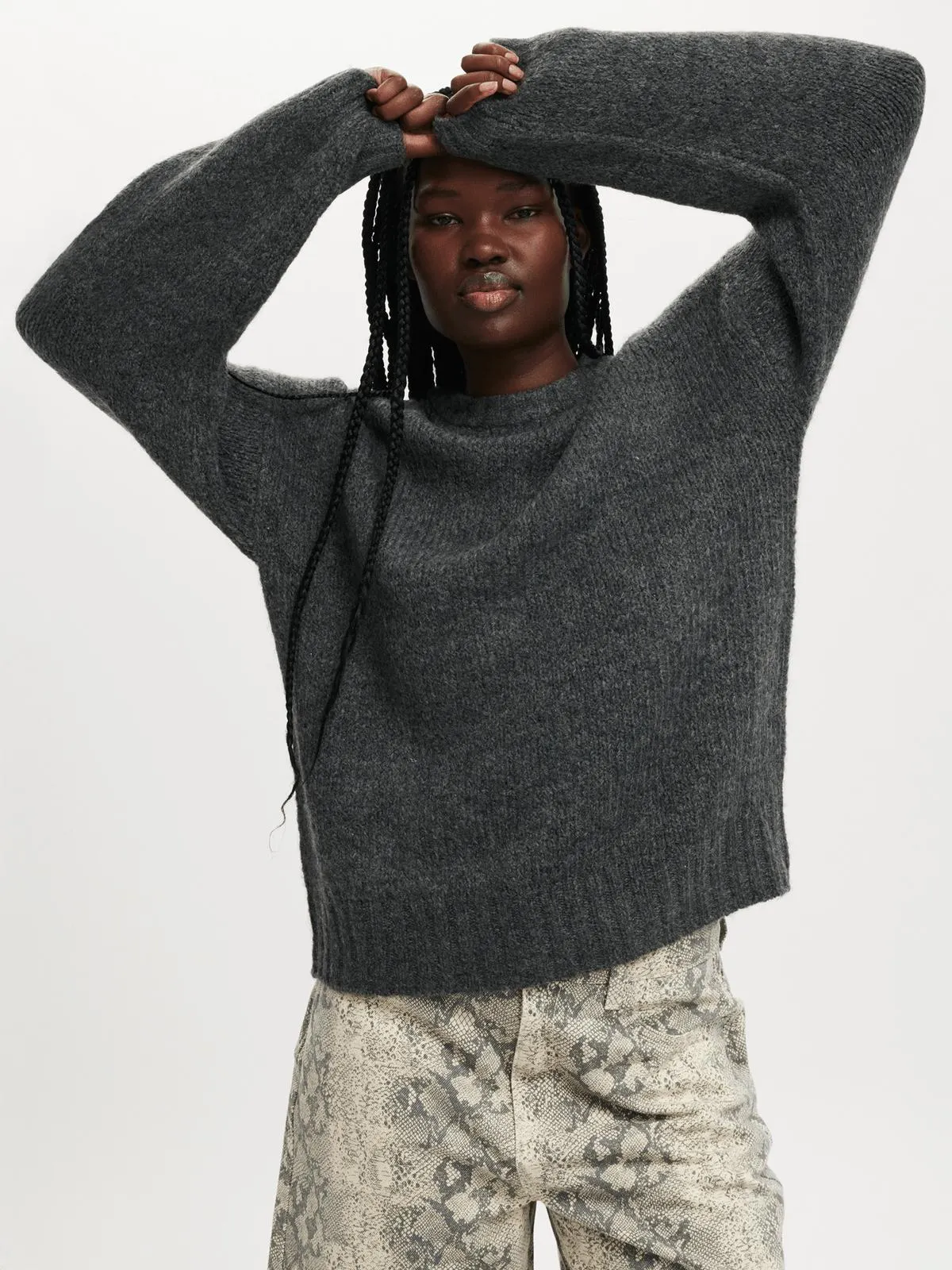 Women's Cotton On Grey Luxe Crew Pullover