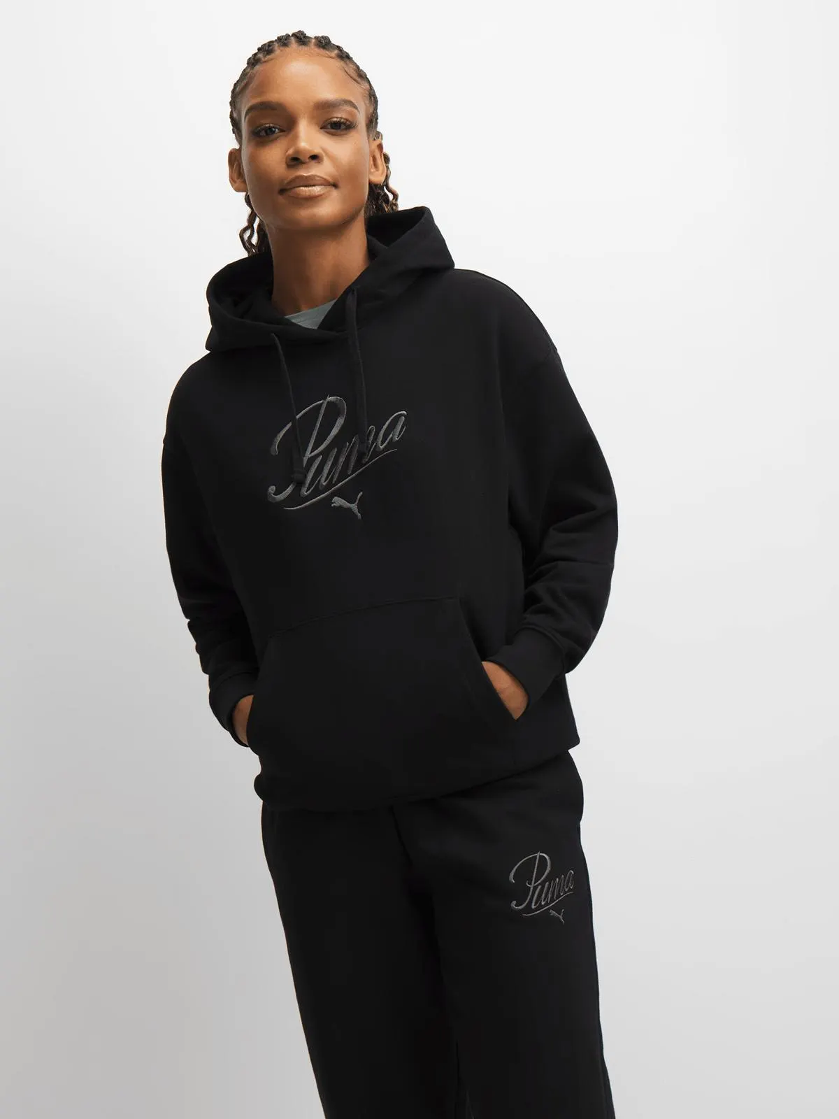 Puma Womens Essential Script Black Hoodie