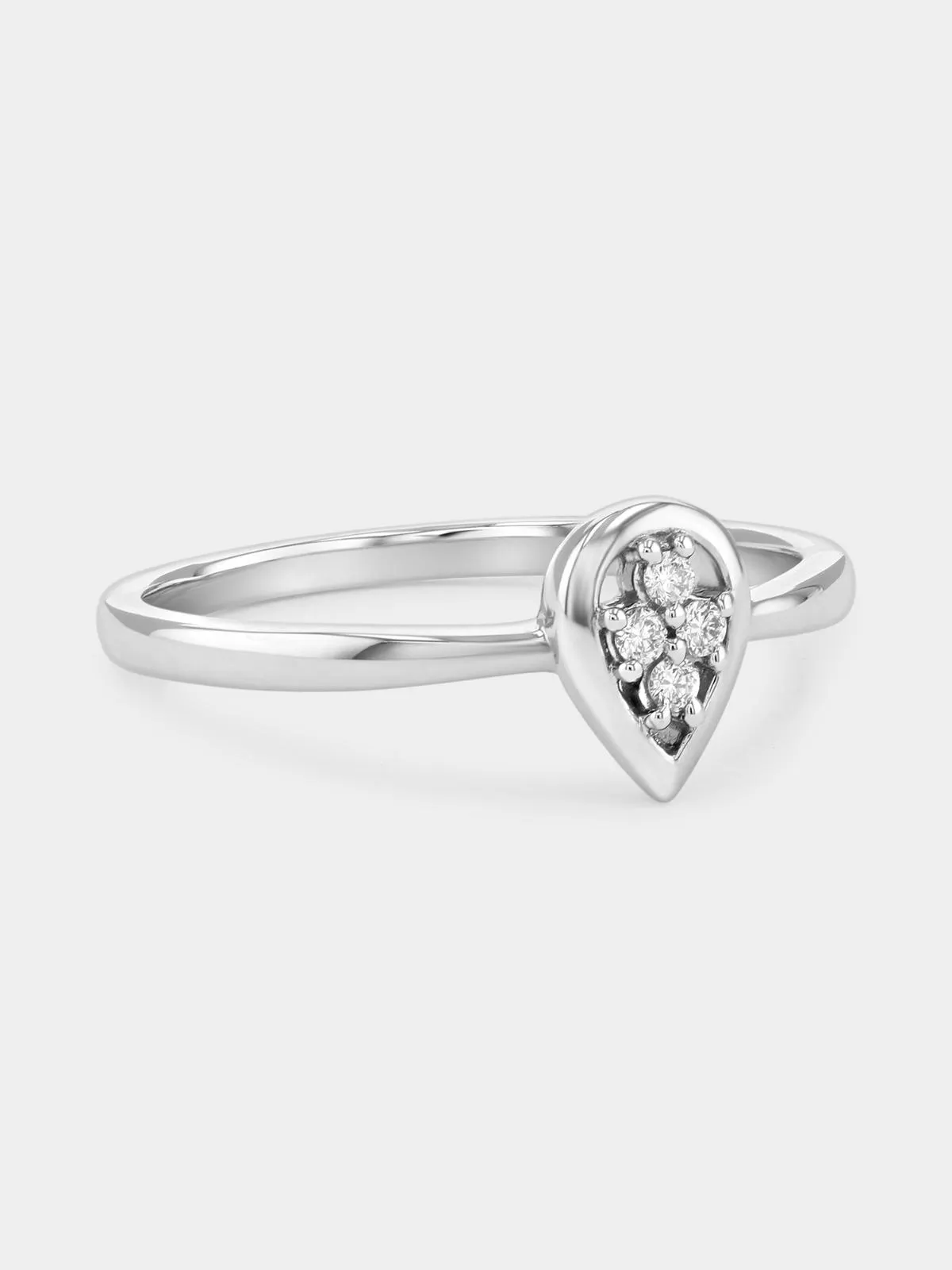 Sterling Silver Lab Grown Diamond Multi-Stone Pear Pavé Ring