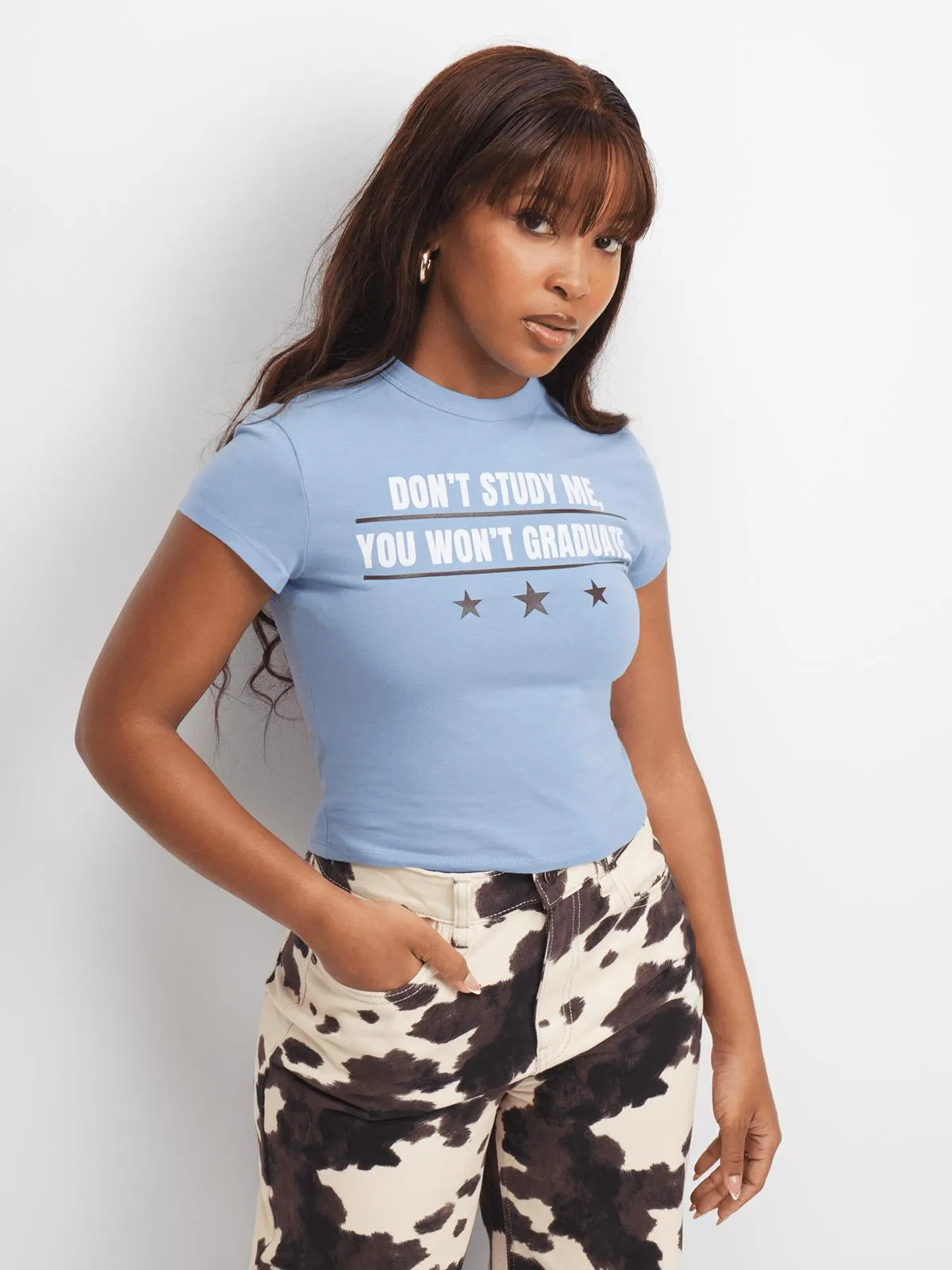 The FIX Women's Blue Baby Top With Print