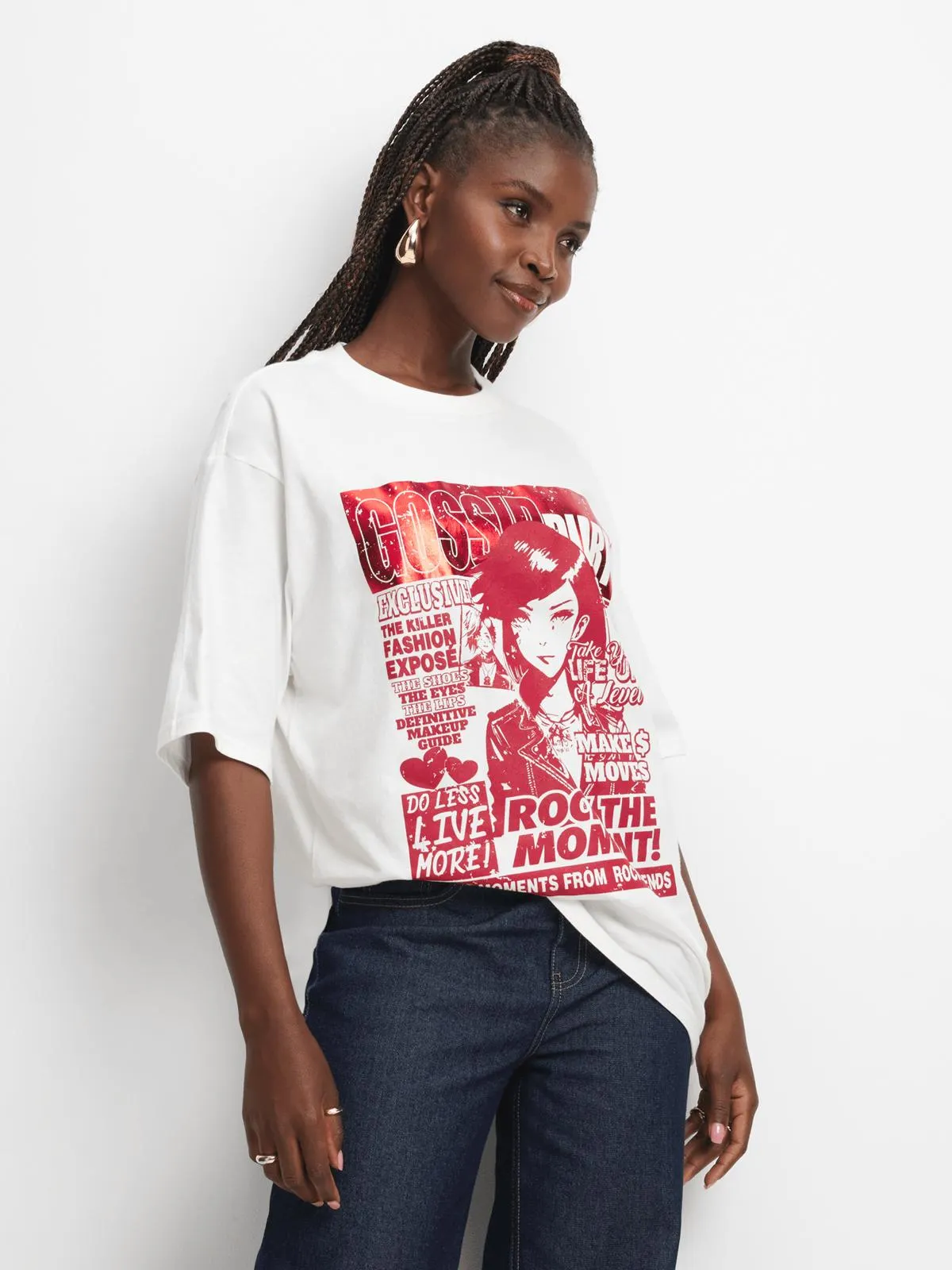 The FIX Women's White Gossip Diary Graphic Top