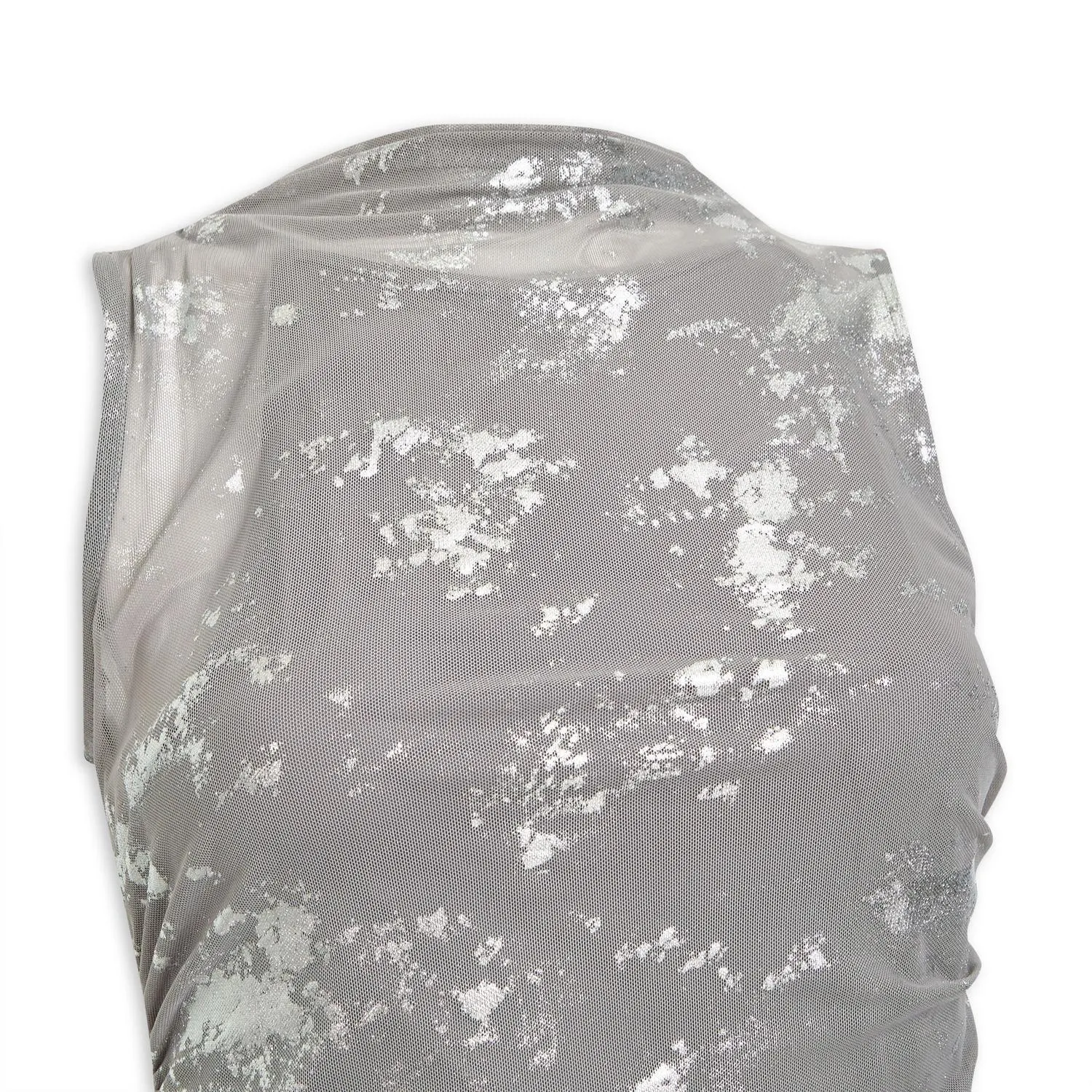 Silver Metallic Ruched Dress