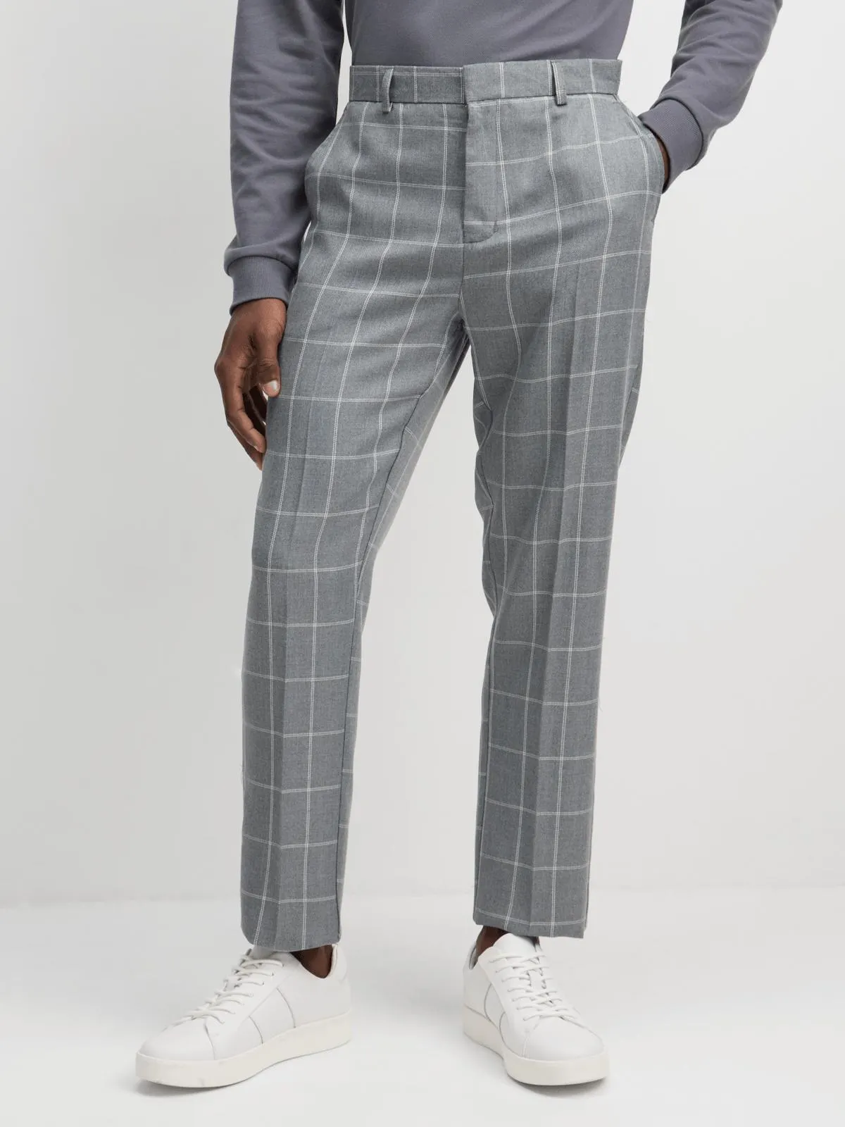 Jet Mens Grey/White Grid Check Fashion