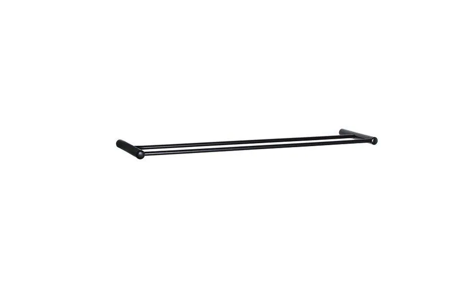 Omega Matt Black Double Towel Rail 750mm