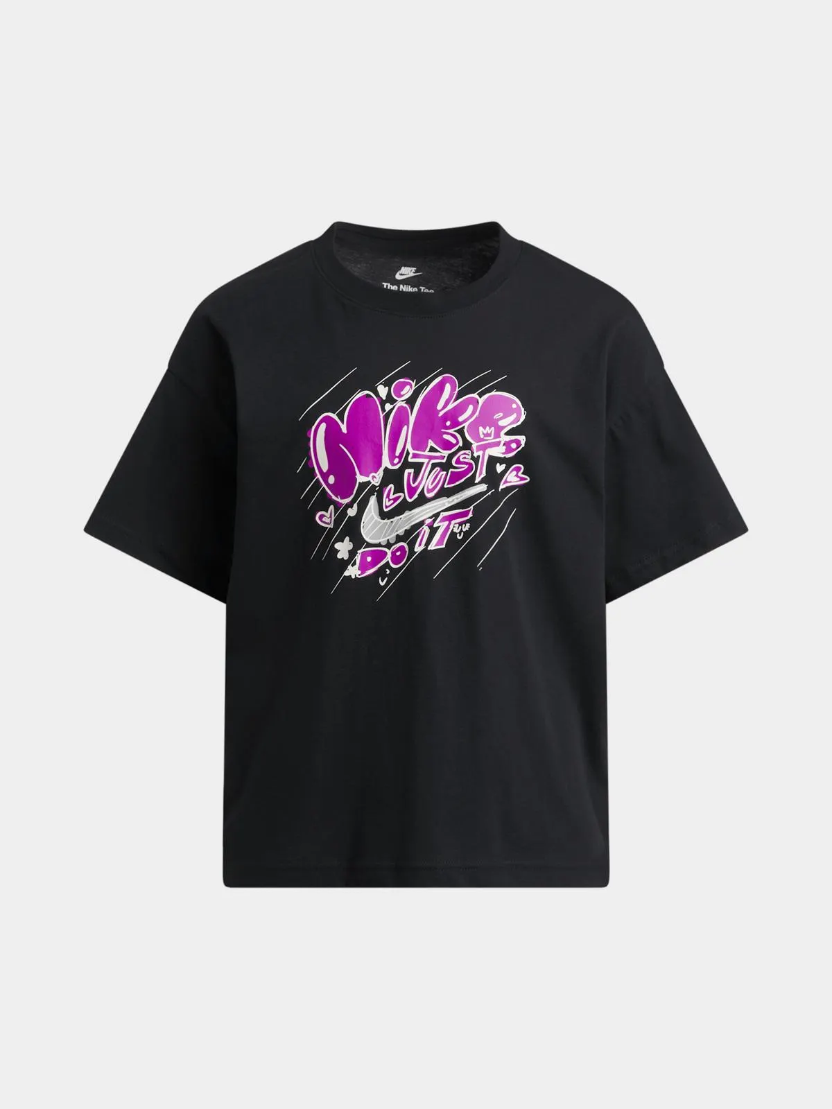 Nike Girls Youth Essential Doodle Black T-Shirt