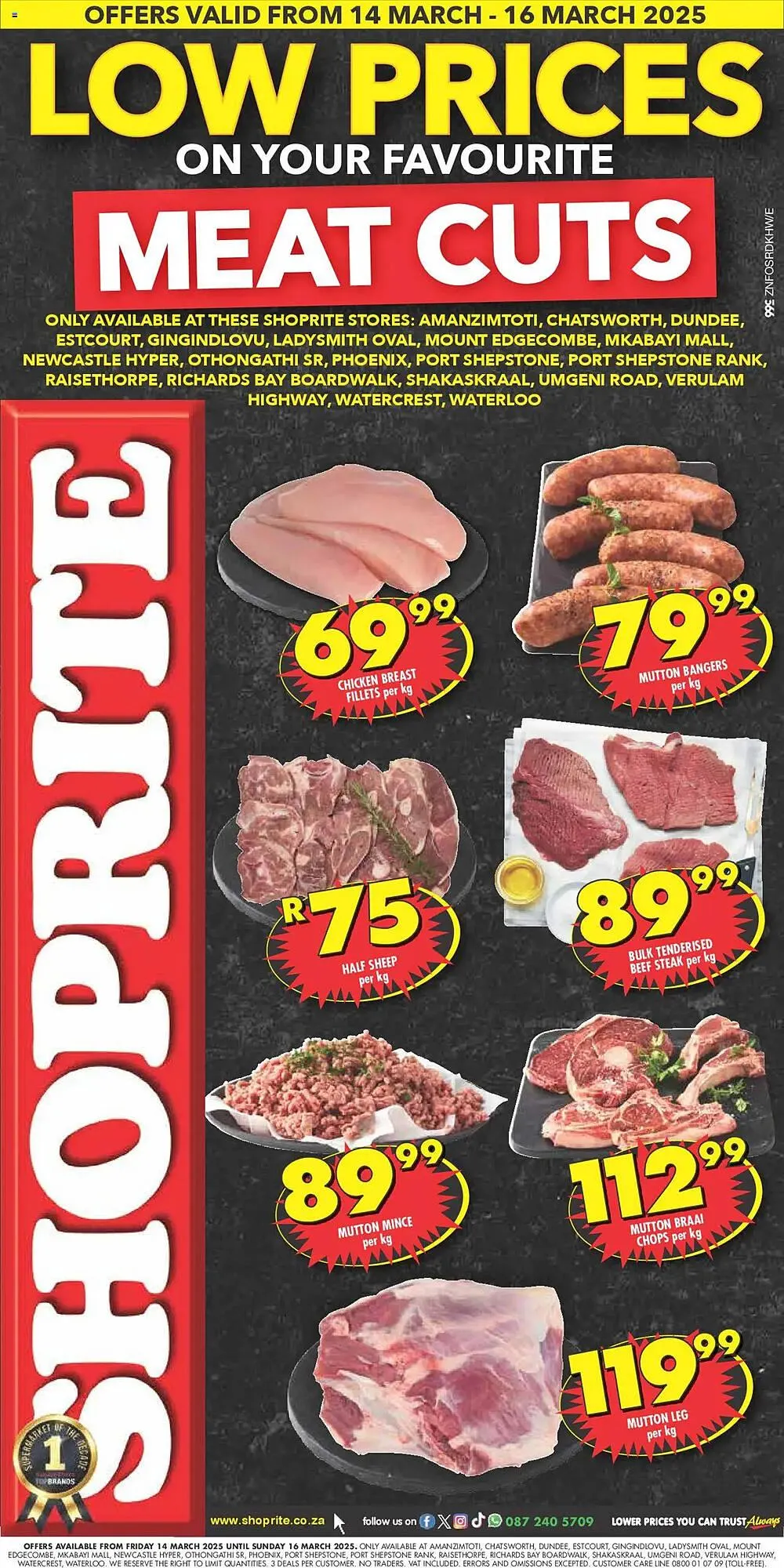 Shoprite catalogue from 14 March to 16 March 2025 - Catalogue Page 1
