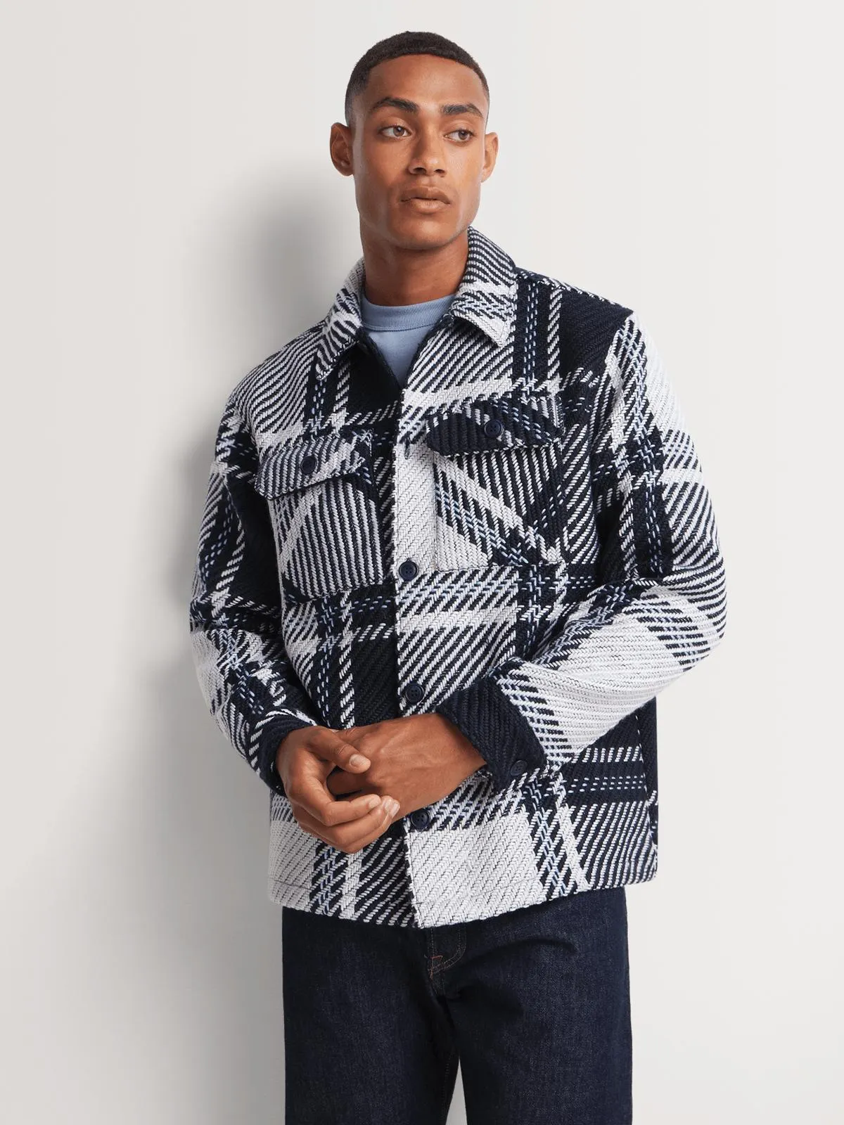 Men's Markham Tapestry Check Navy/Ecru Overshirt