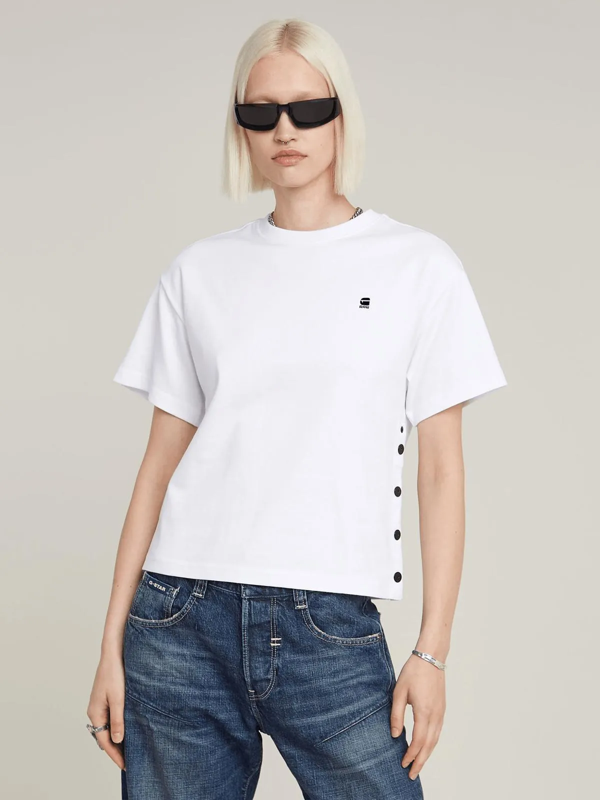 G-Star Women's Side Buttons Relaxed White Top