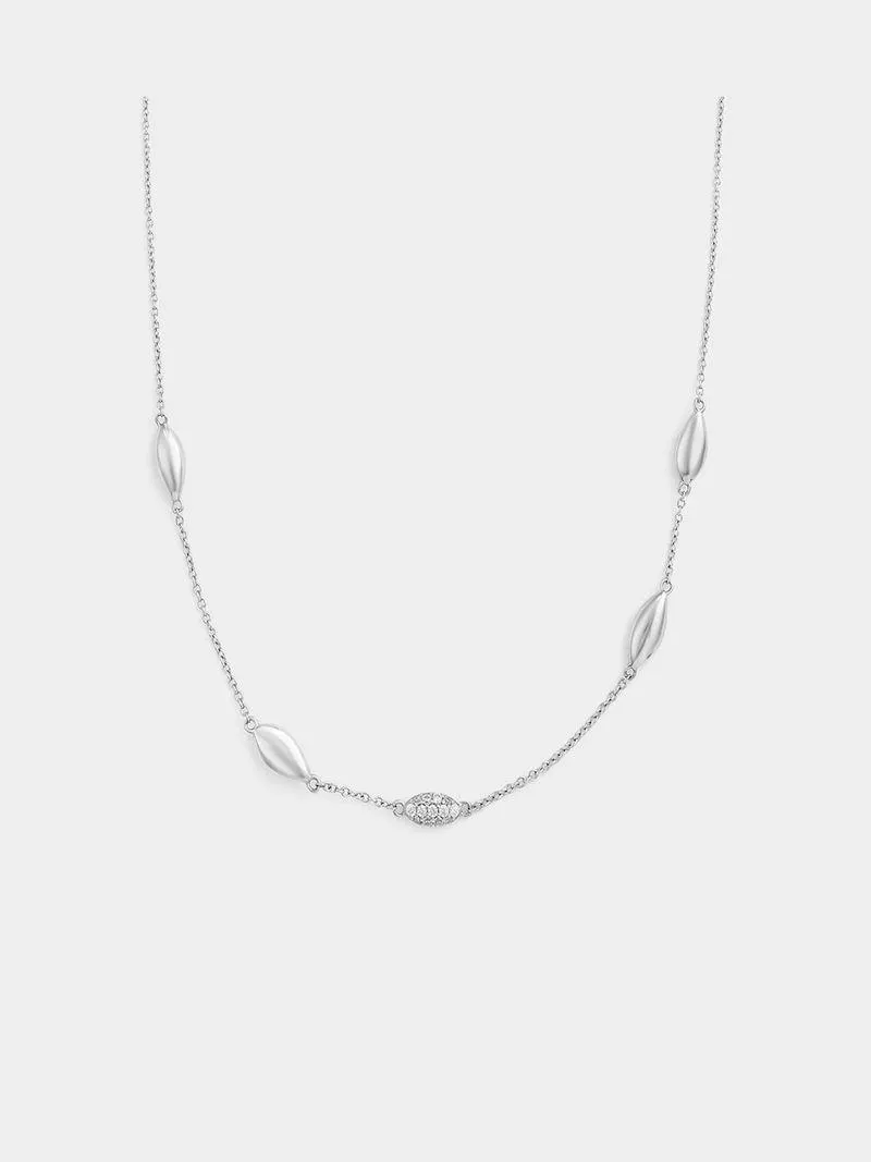 Sterling Silver Polished Marquise Station Chain