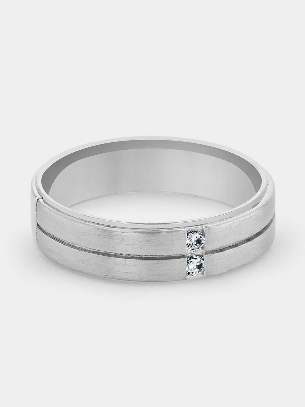 Stainless Steel Cubic Zirconia Men’s Vertical Stripe Ring