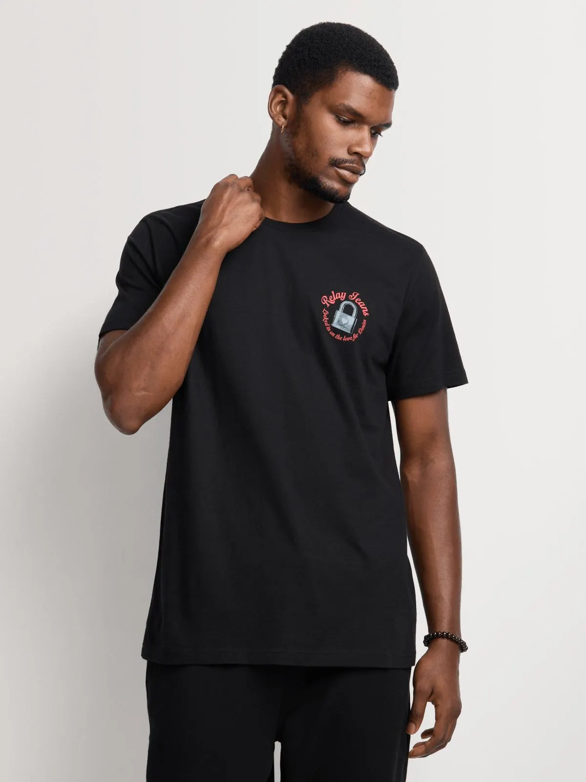 Relay Jeans Men's Regular Fit Black Graphic T-Shirt