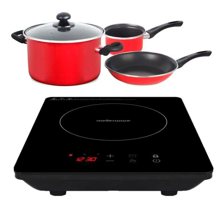 Mellerware Pack 5 Piece Black Induction Cooker And Pot Set