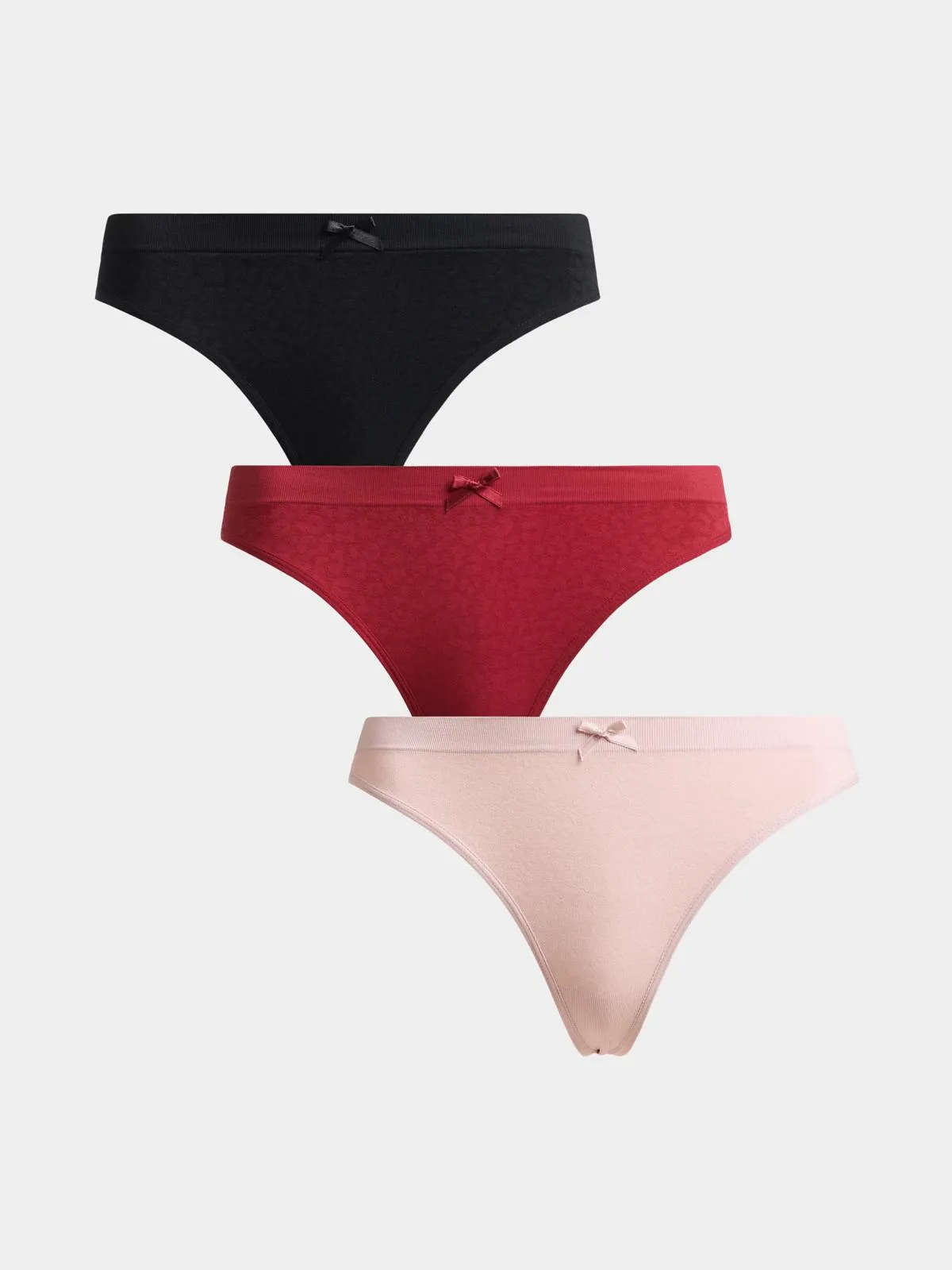 Jet Women’s 3 Pack Blush Red Black Seamless Thong