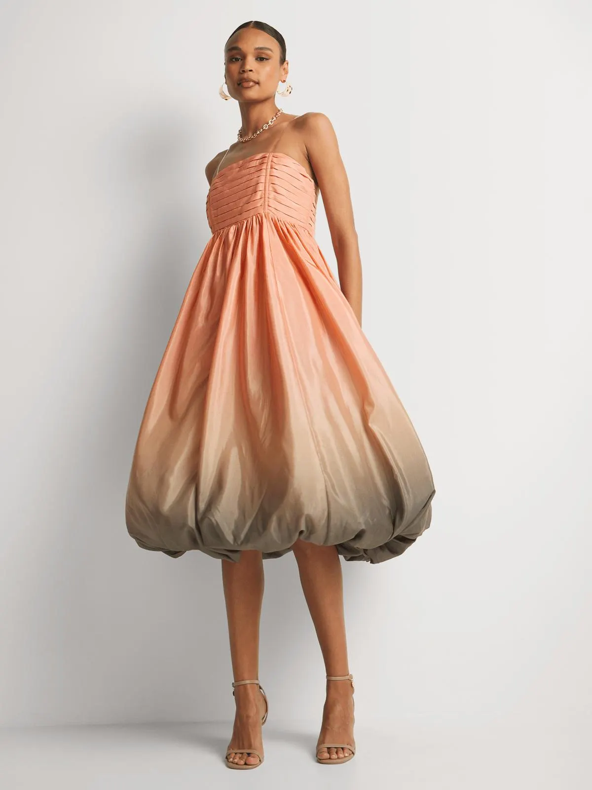 Fit & Flare Bubble Hem Ombre Boobtube Dress