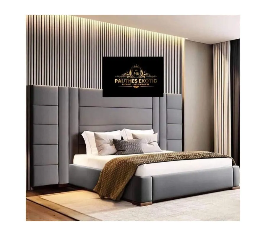 Luxury Headboard and Base - Charcoal - Queen