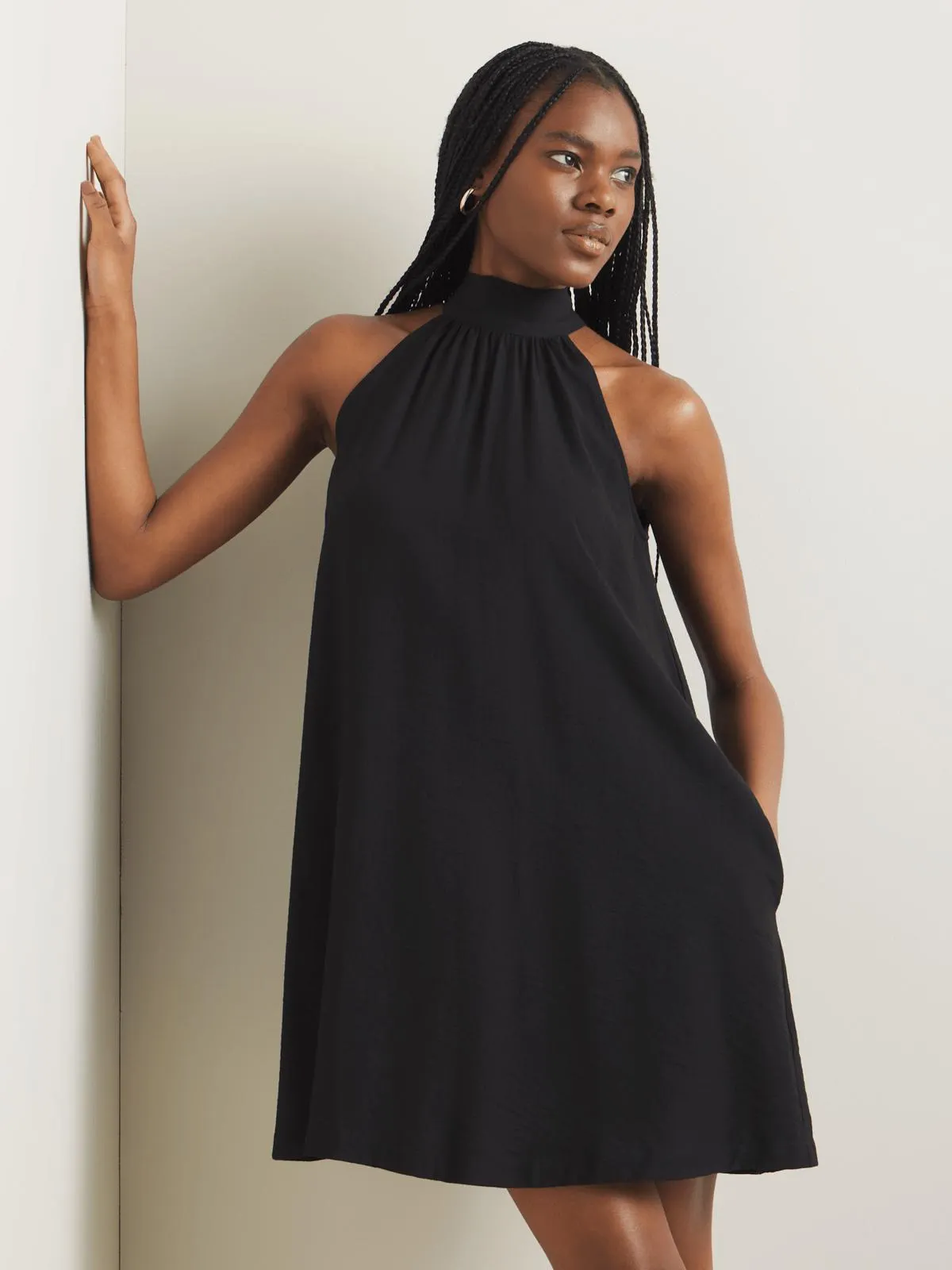 Women's Iconography Halter Tie Back Mini Dress