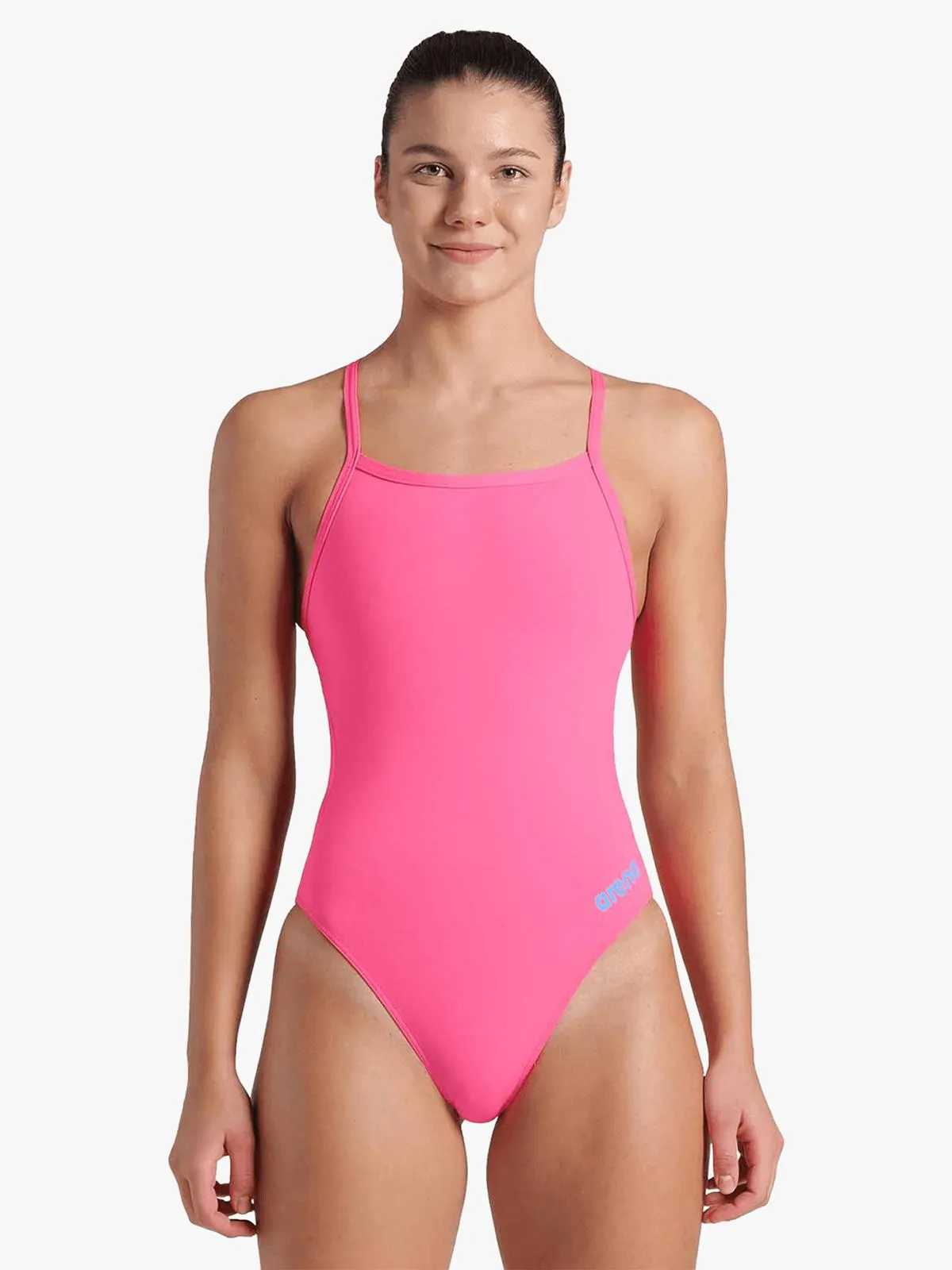 Arena Womens Team Challenge Solid Shocking Pink/Blue Swimsuit