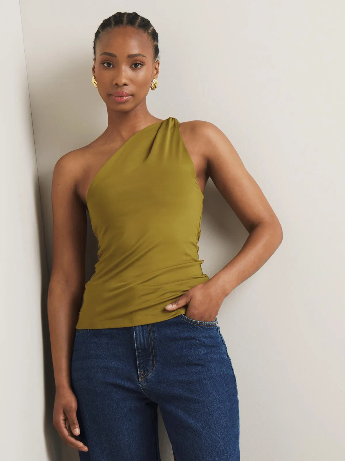 Women's Iconography Twist Detail One Shoulder Top