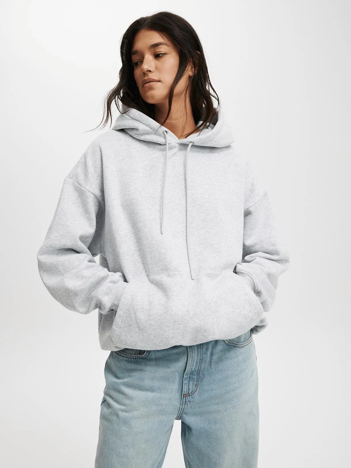 Women's Cotton On Grey Classic Fleece Hoodie Sweatshirt