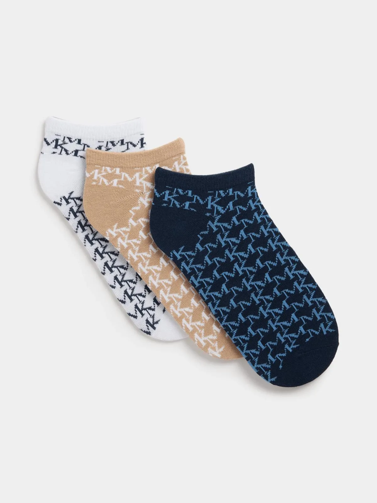 Markham Men's 3 Pack Trainer Mono Navy/White/Stone Socks