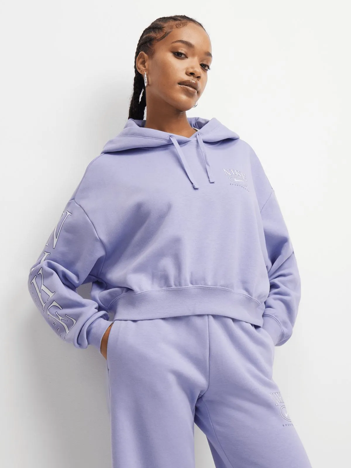 Nike Women's Nsw Club Fleece Purple Hoodie