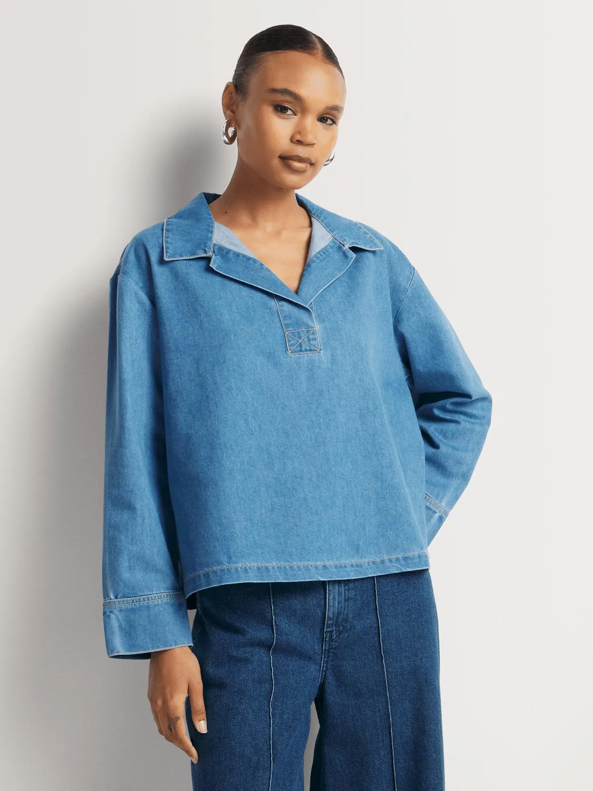 FF Denim Long Sleeve Fluid Denim Tunic