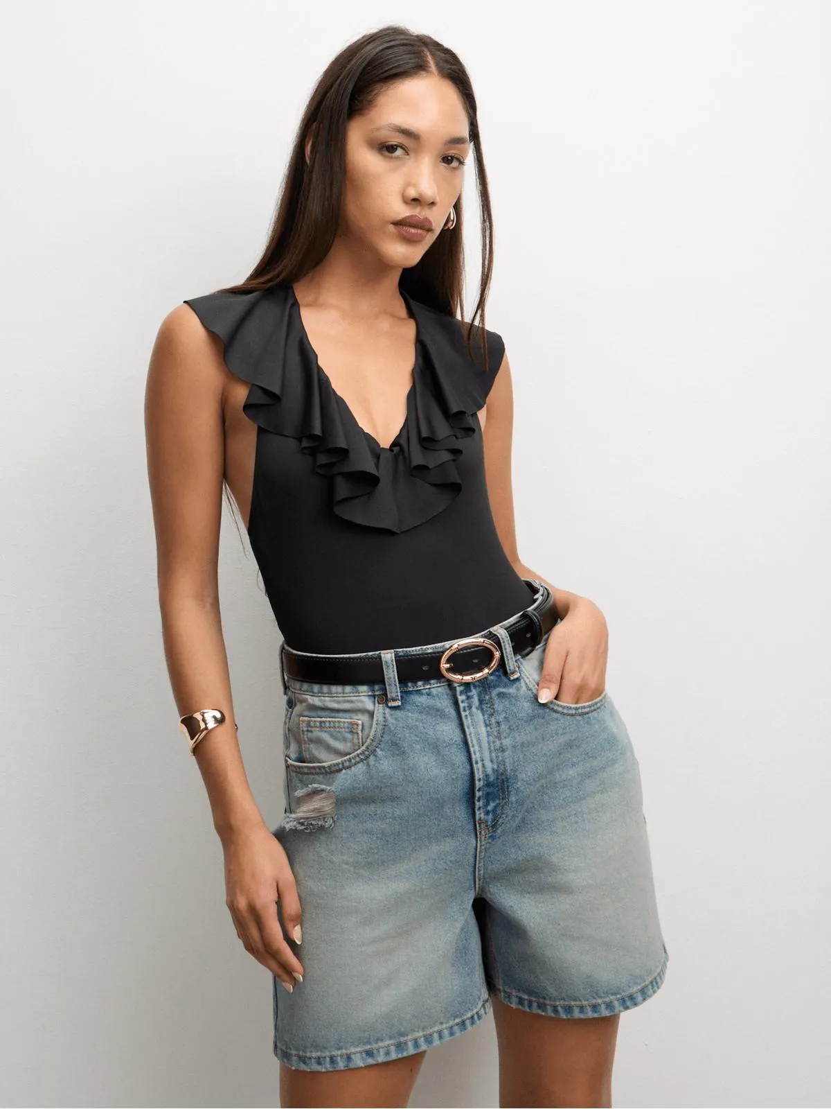 The FIX Women's Black Halterneck Bodysuit