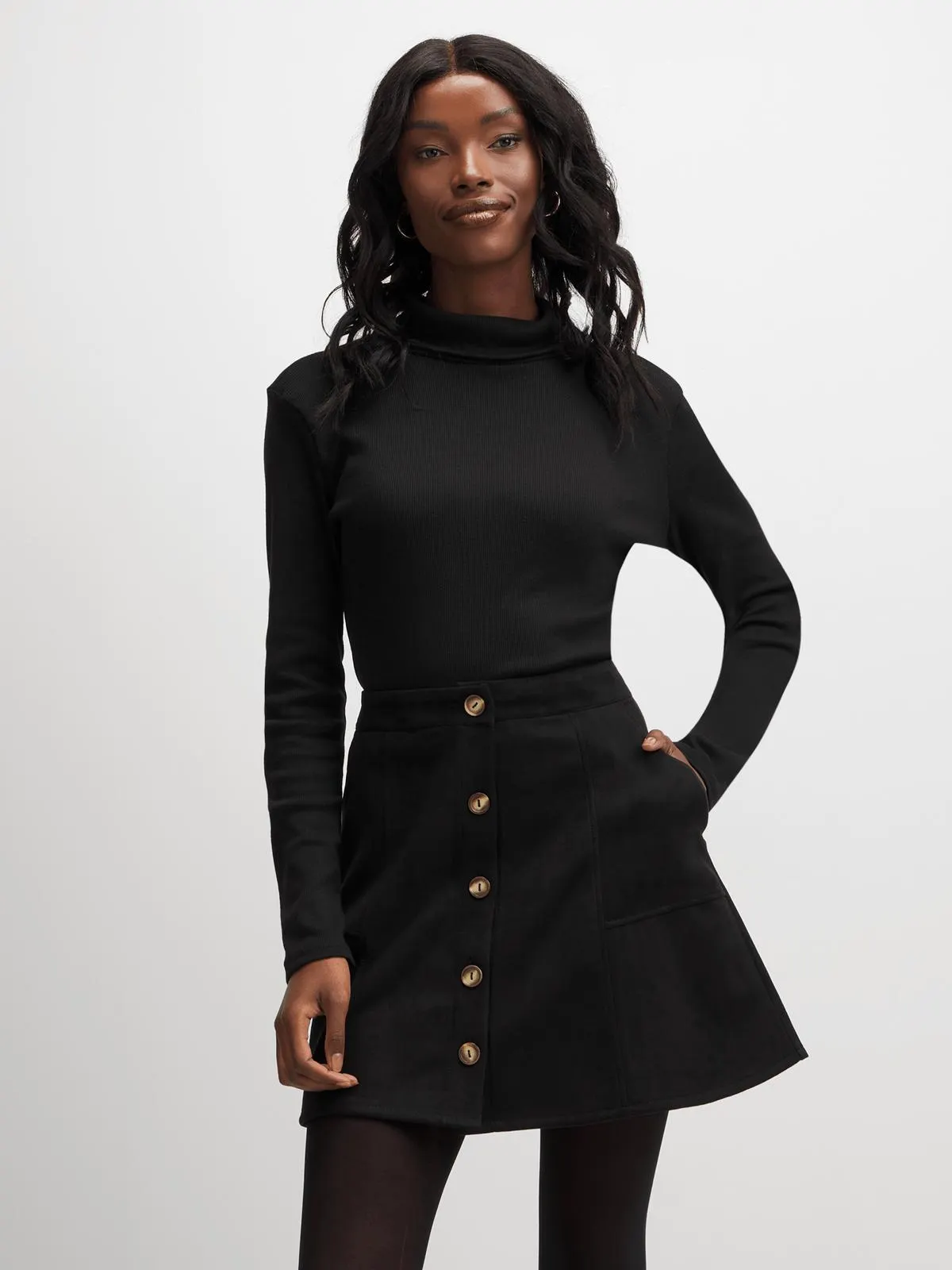 Jet Women's Black Suede Mini Skirt