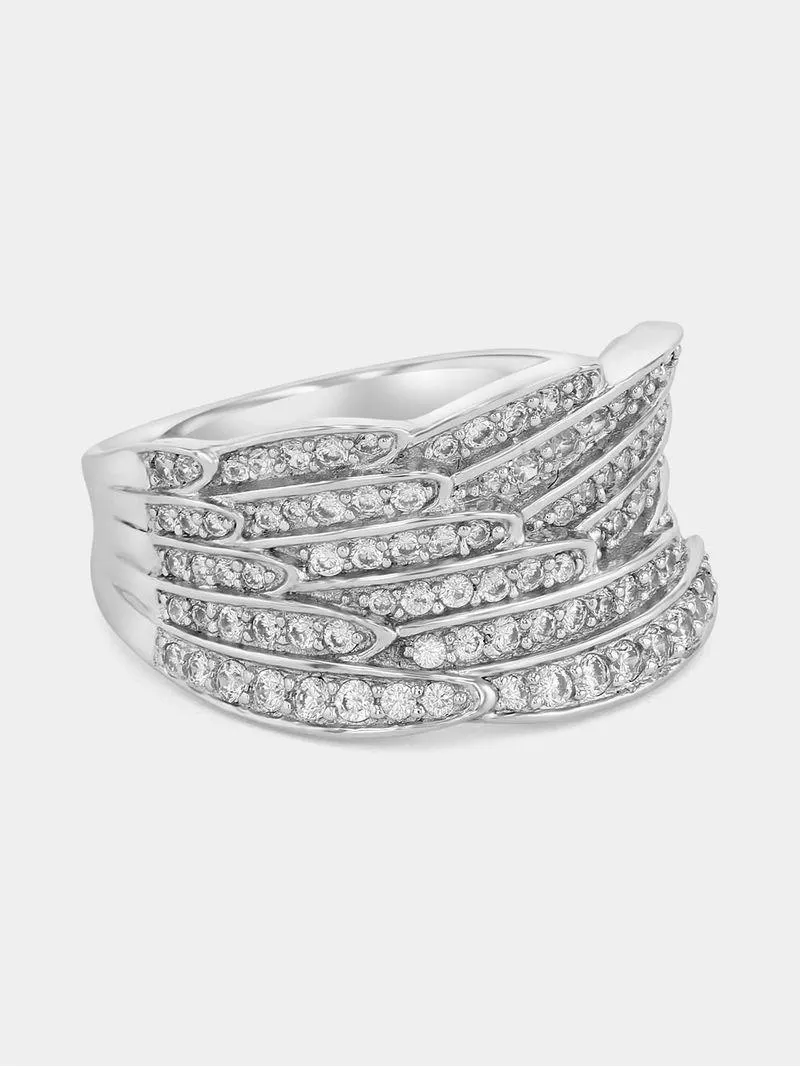 Cheté Sterling Silver Cubic Zirconia Angel Wing Ring
