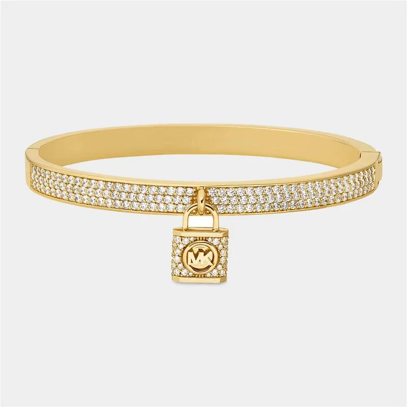 Michael Kors Metallic Muse Collection Gold Plated Cubic Zirconia Charm Bangle Bracelet