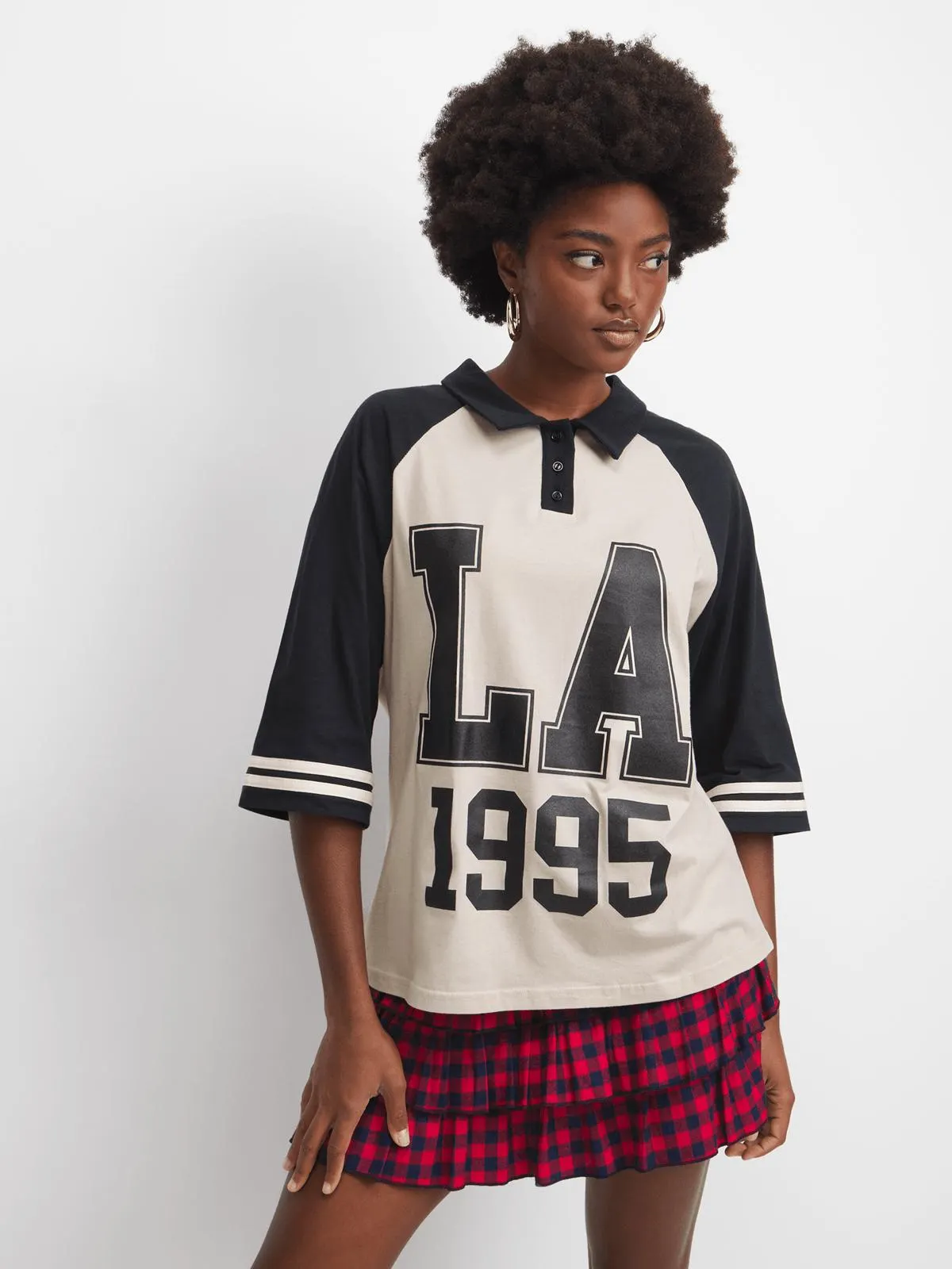 The FIX Women's Black & Stone Johnny Collar LA Top