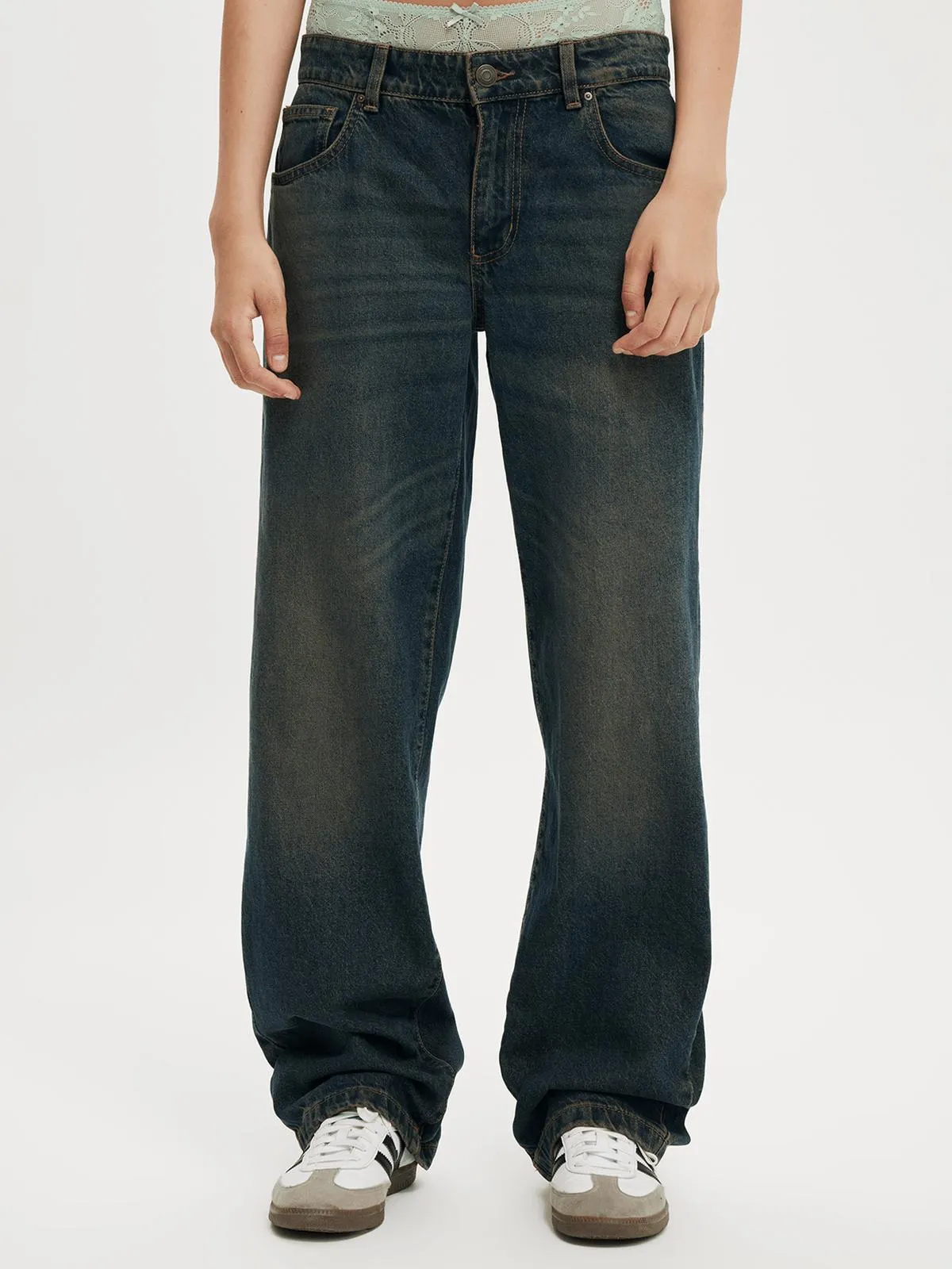 Women's Cotton On Blue Low Rise Straight Jeans
